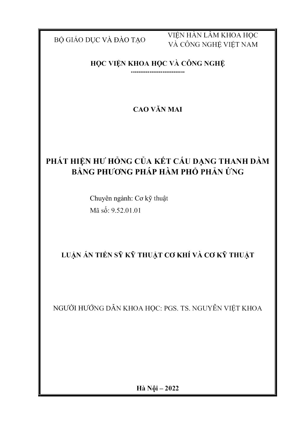 Luận án Phát hiện hư hỏng của kết cấu dạng thanh dầm bằng phương pháp hàm phổ phản ứng trang 2