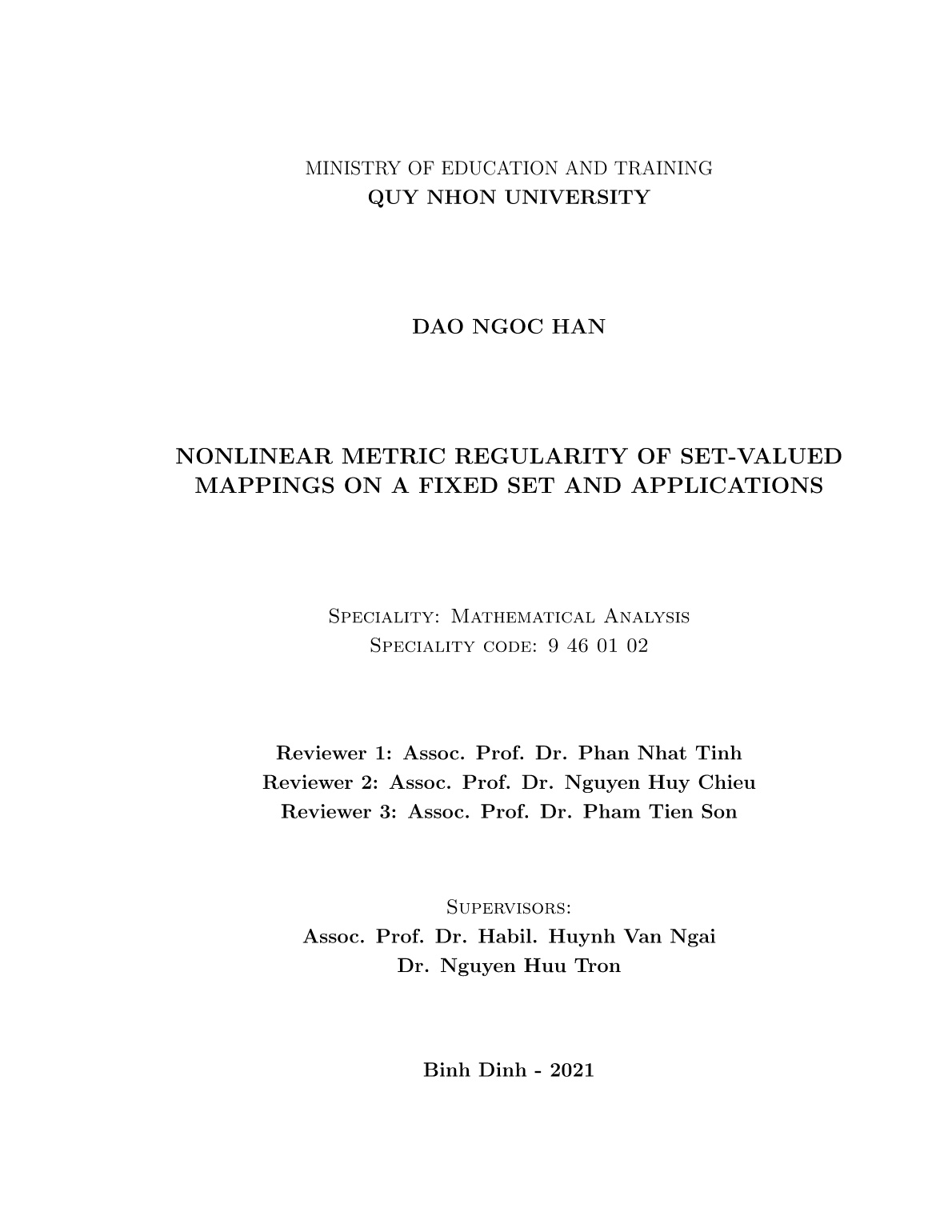 Luận án Tính chính quy mêtric phi tuyến của ánh xạ đa trị trên một tập hợp và ứng dụng trang 2