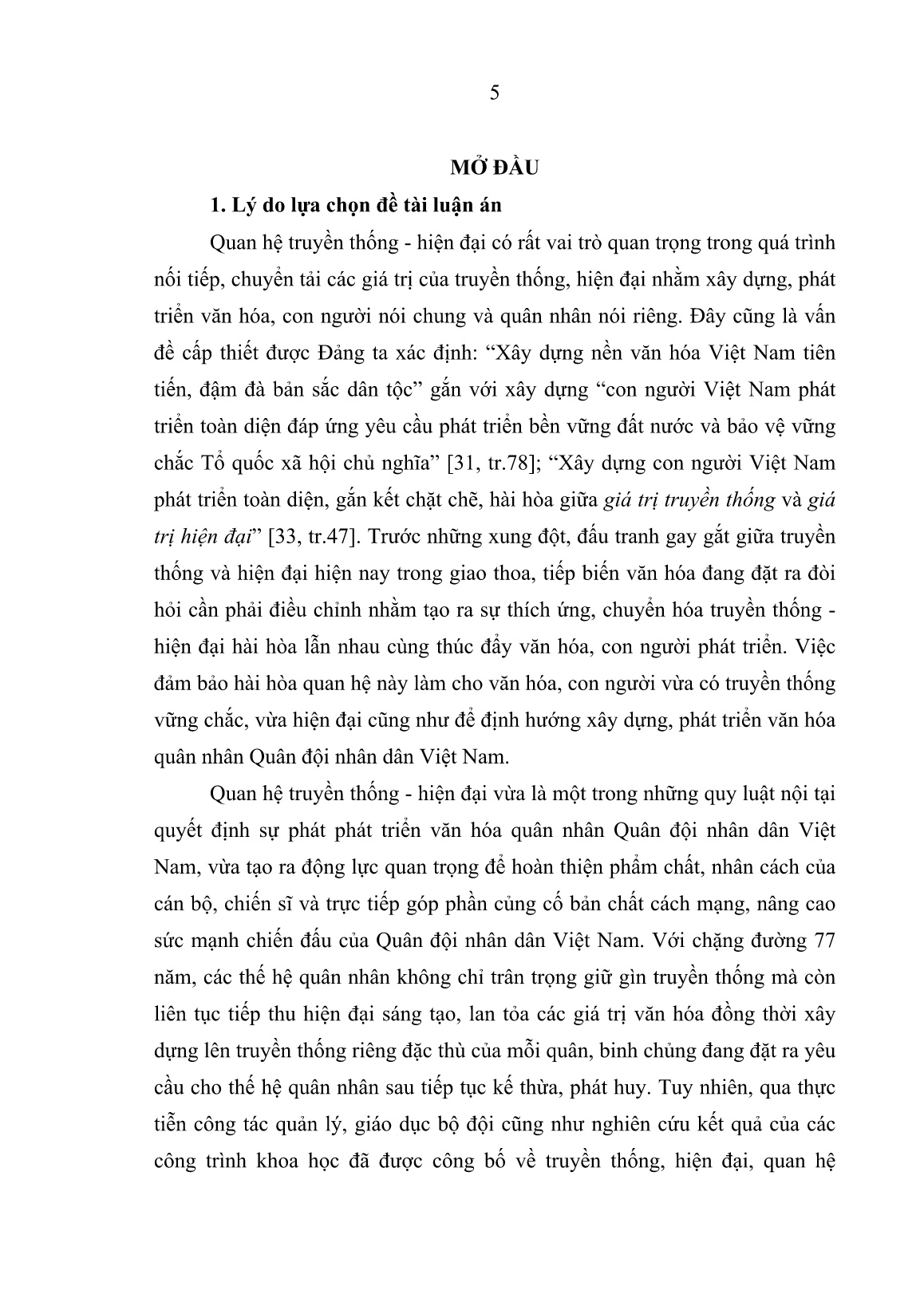 Luận án Quan hệ truyền thống - Hiện đại trong phát triển văn hóa quân nhân quân đội nhân dân Việt Nam trang 4