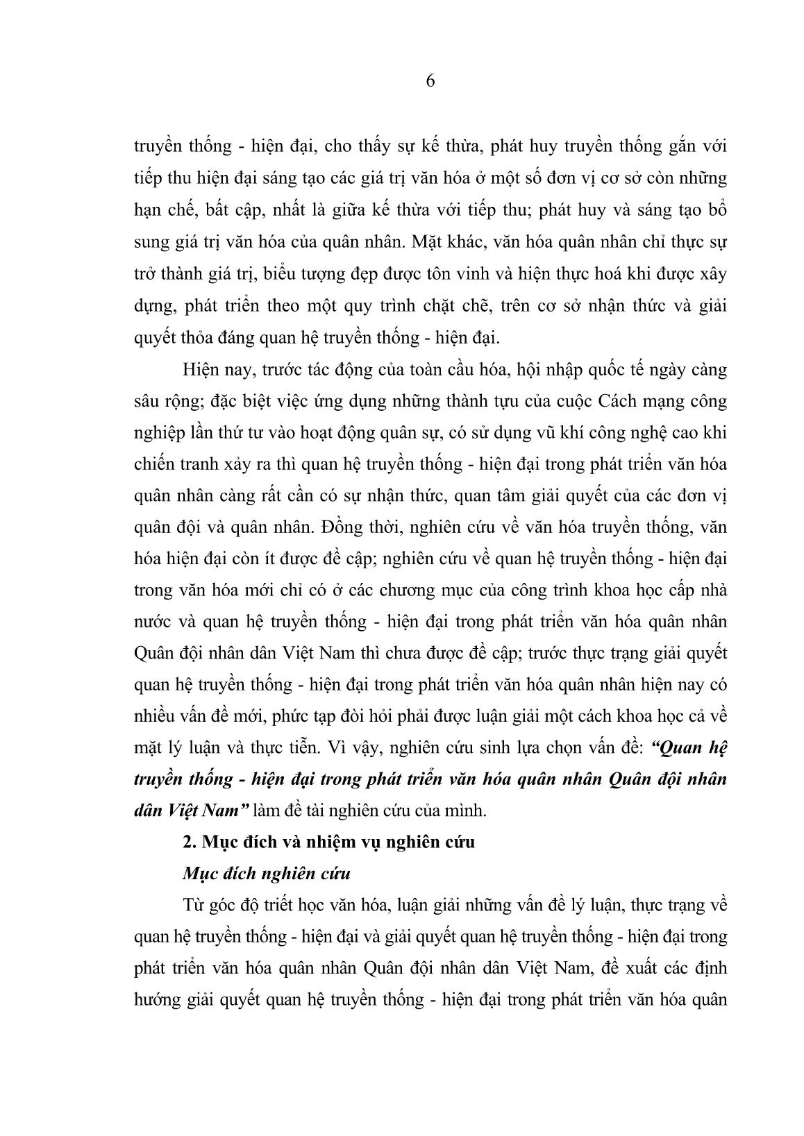 Luận án Quan hệ truyền thống - Hiện đại trong phát triển văn hóa quân nhân quân đội nhân dân Việt Nam trang 5