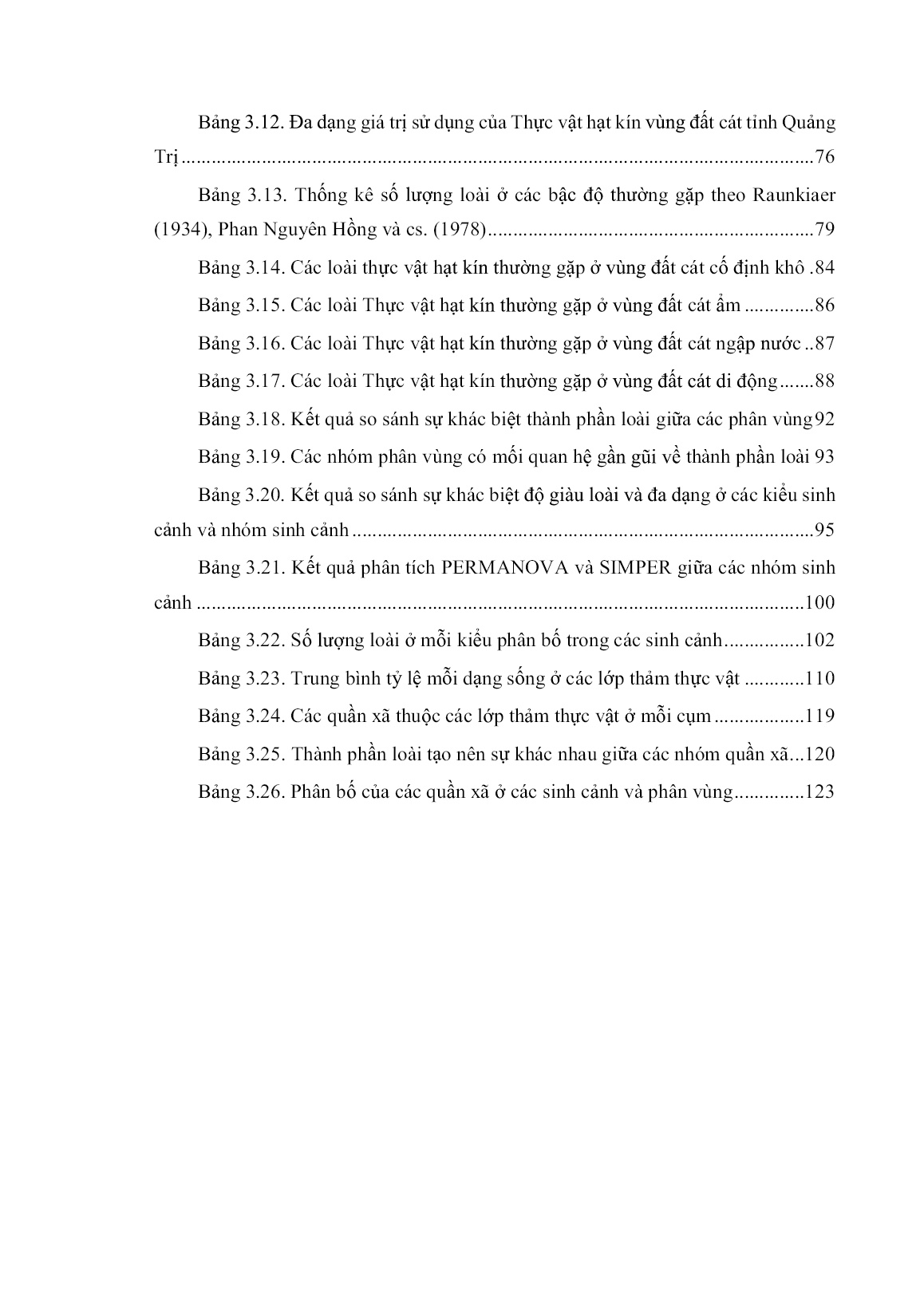 Luận án Thành phần loài và sự phân bố của các quần xã thực vật hạt kín vùng đất cát ở tỉnh Quảng Trị trang 7