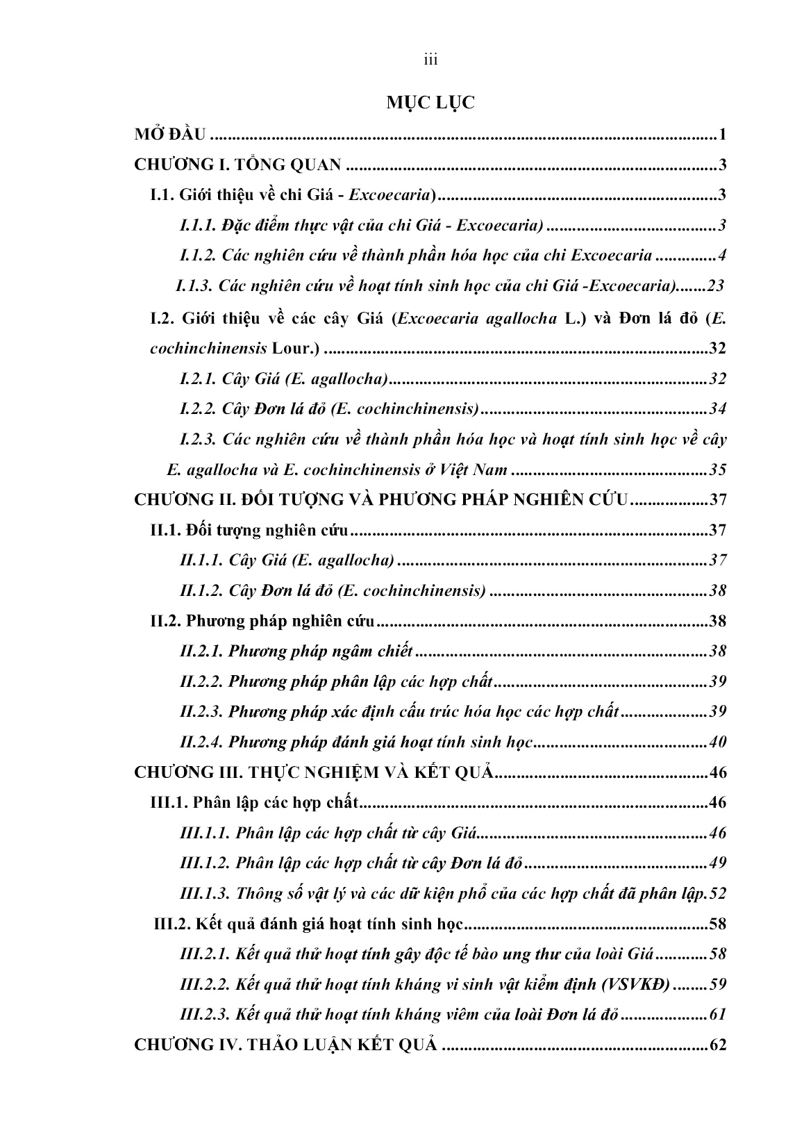 Luận án Nghiên cứu thành phần hoá học và hoạt tính sinh học của lá cây giá (Excoecaria Agallocha l.) và cây đơn lá đỏ (Excoecaria Cochinchinensis Lour.) trang 5