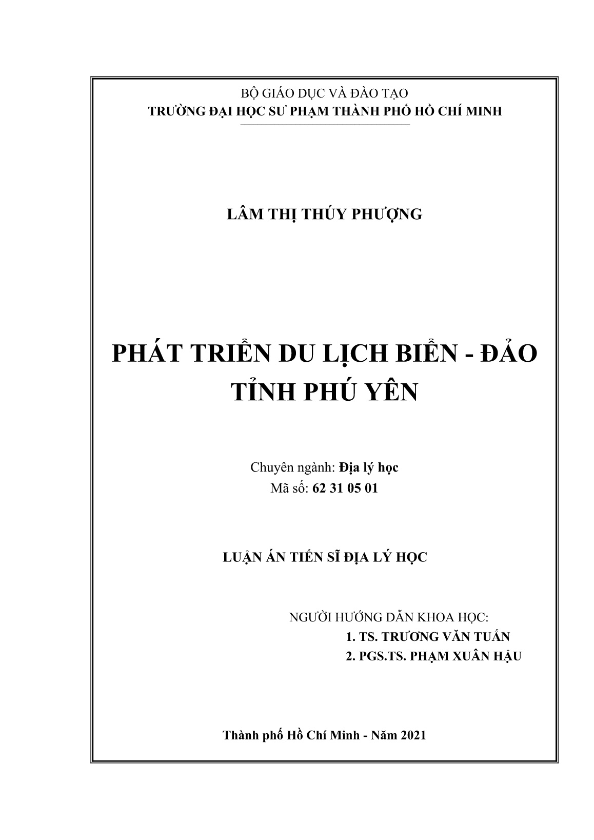 Luận án Phát triển du lịch biển - đảo tỉnh Phú Yên trang 2