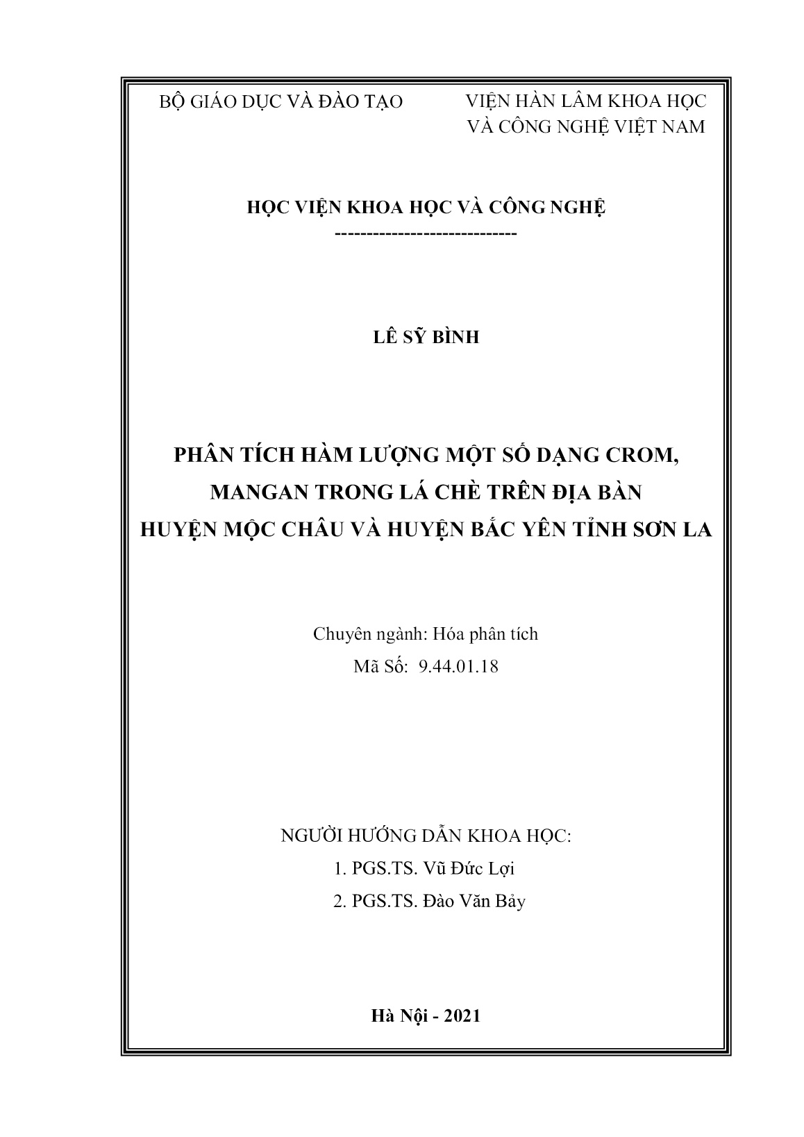 Luận án Phân tích hàm lượng một số dạng crom, mangan trong lá chè trên địa bàn huyện Mộc Châu và huyện bắc yên tỉnh Sơn La trang 2