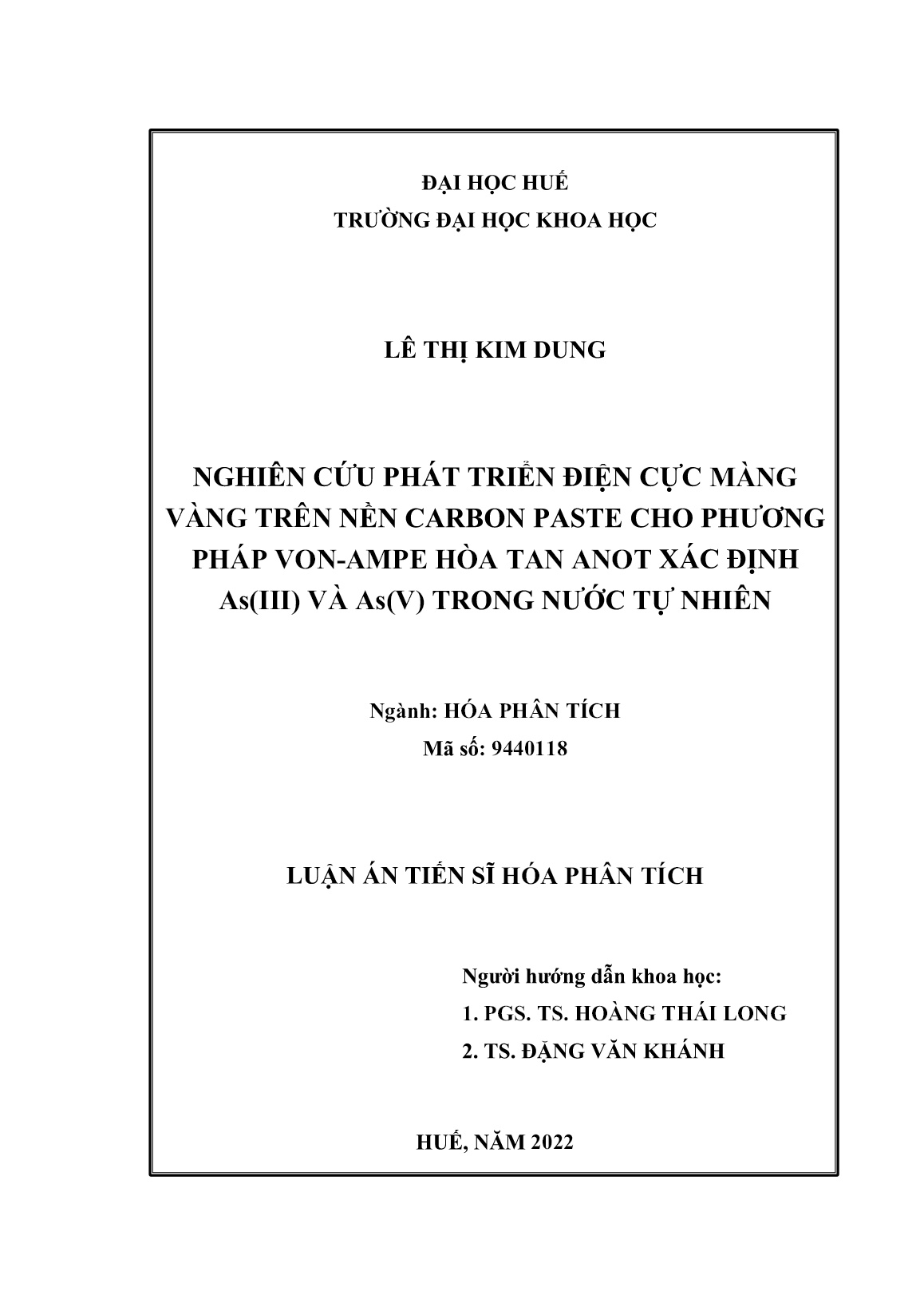 Luận án Nghiên cứu phát triển điện cực màng vàng trên nền Carbon Paste cho phương pháp von-ampe hòa tan anot xác định AS(III) và AS(V) trong nước tự nhiên trang 2