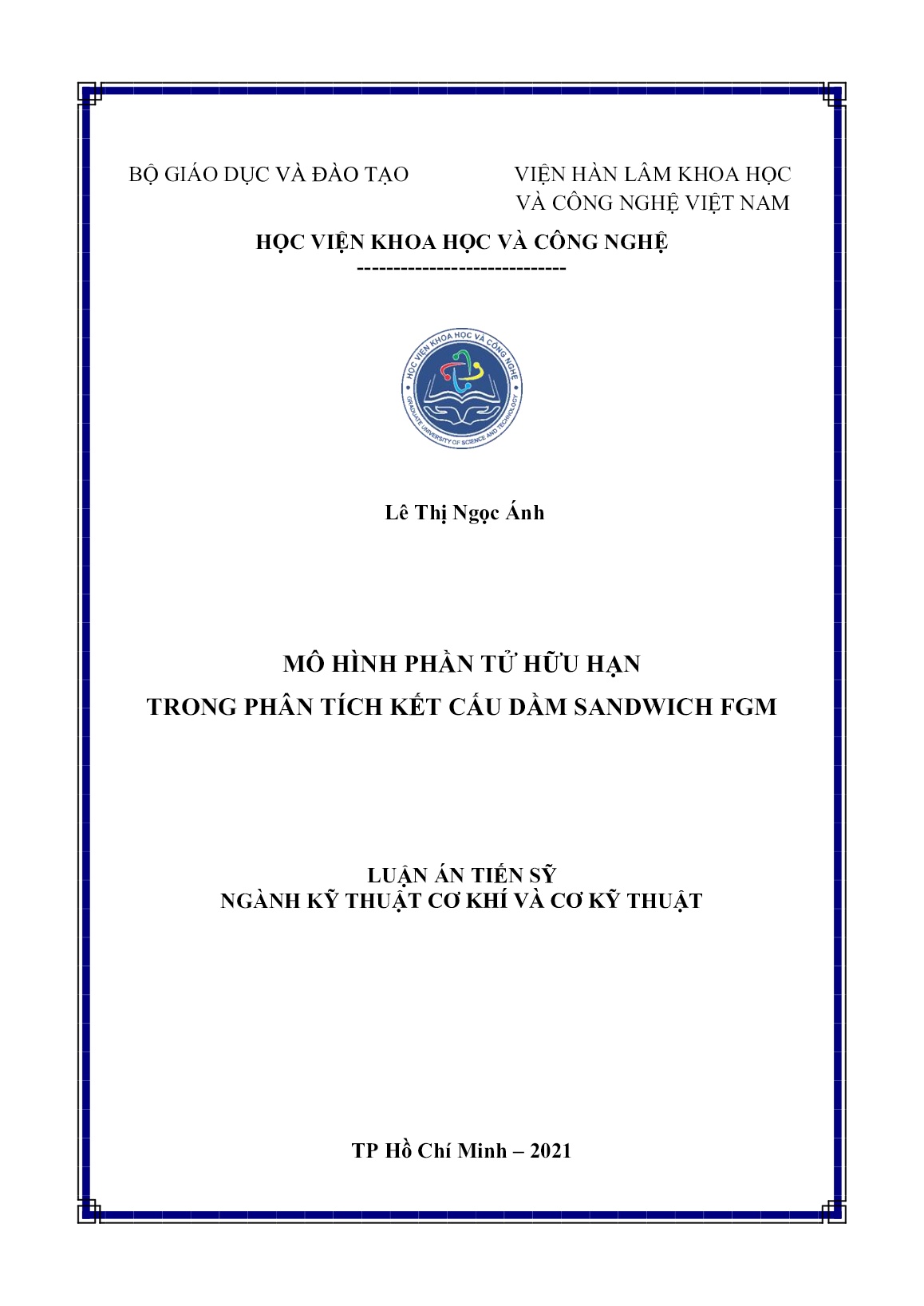 Luận án Mô hình phần tử hữu hạn trong phân tích kết cấu dầm Sandwich FGM trang 1