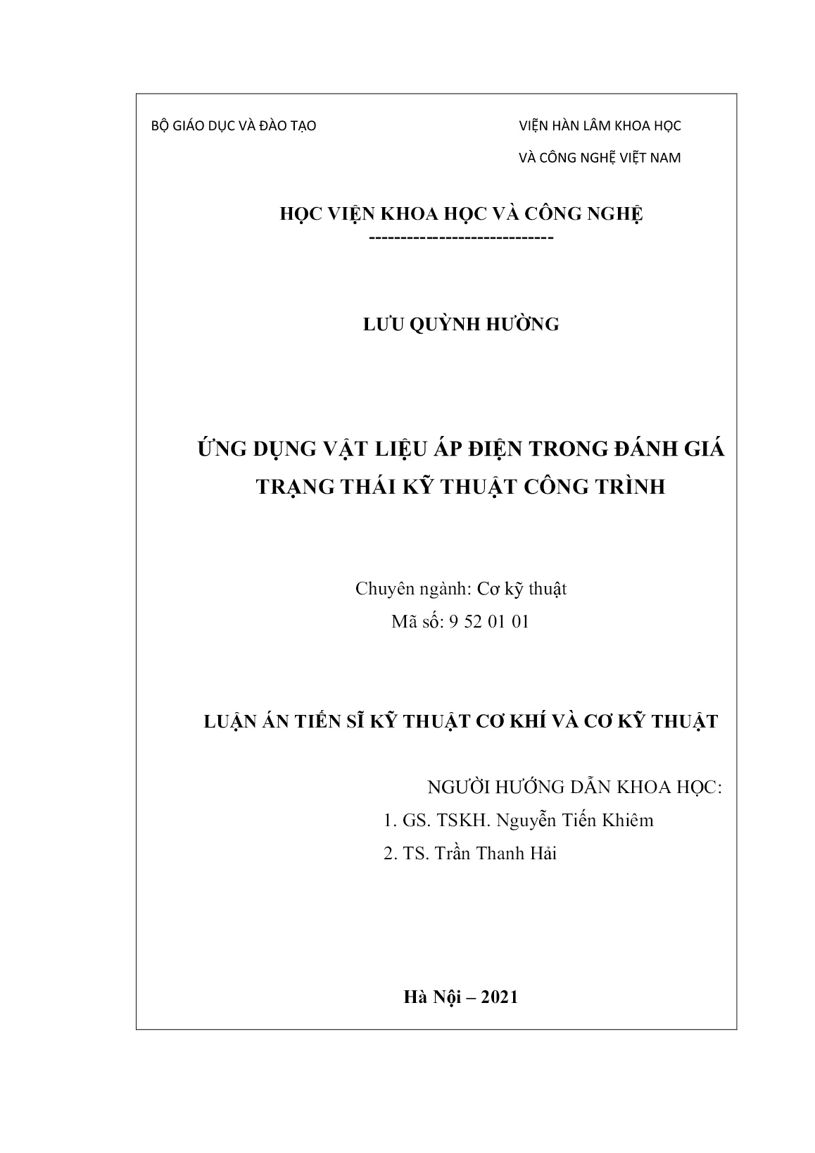 Luận án Ứng dụng vật liệu áp điện trong đánh giá trạng thái kỹ thuật công trình trang 2