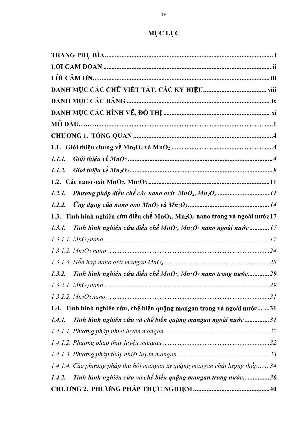 Luận án Nghiên cứu điều chế hỗn hợp nano oxit mangan từ quặng pyroluzit Việt Nam theo phương pháp amoni florua và định hướng ứng dụng trong xử lý một số chất hữu cơ khó phân hủy trang 5