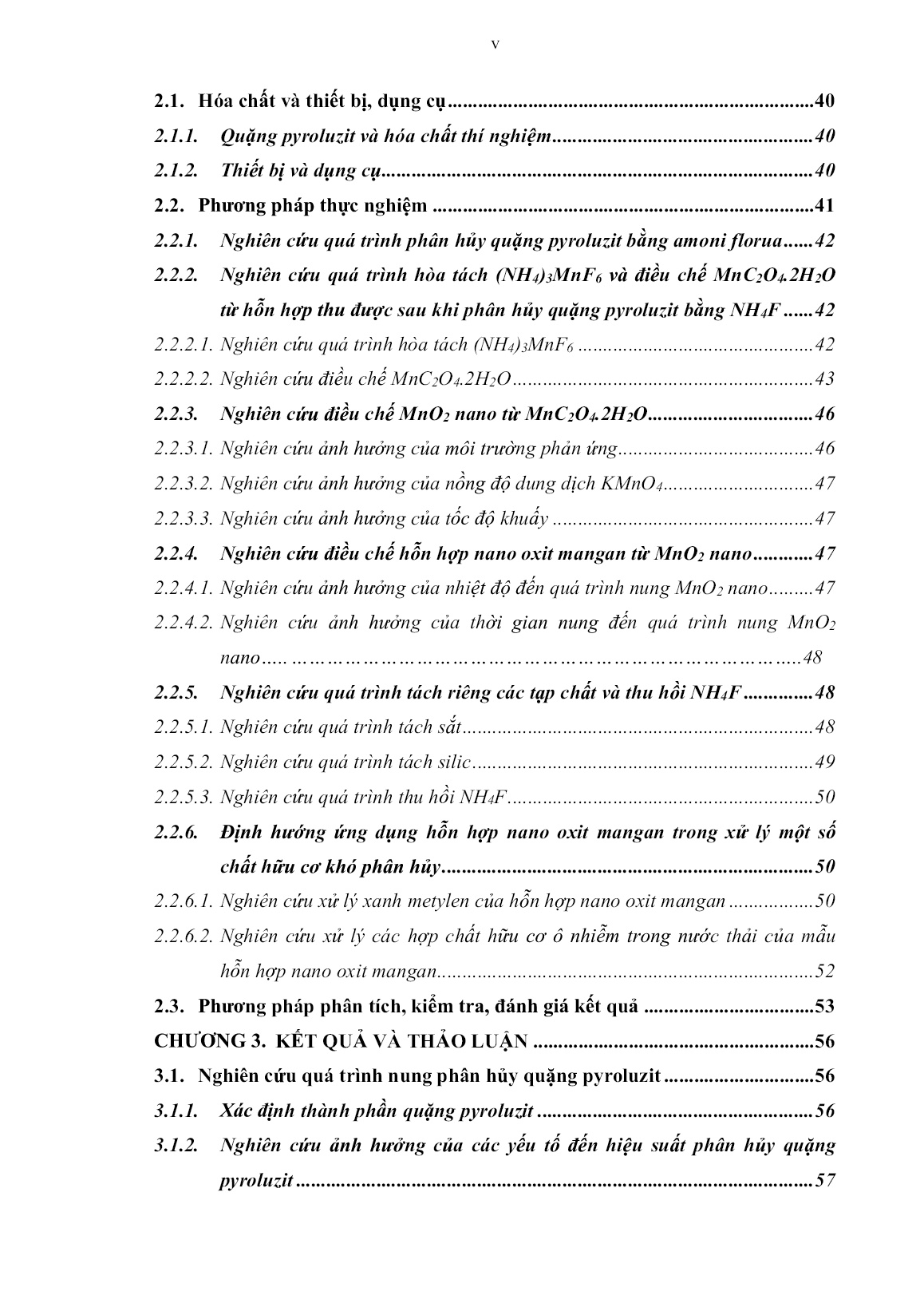 Luận án Nghiên cứu điều chế hỗn hợp nano oxit mangan từ quặng pyroluzit Việt Nam theo phương pháp amoni florua và định hướng ứng dụng trong xử lý một số chất hữu cơ khó phân hủy trang 6