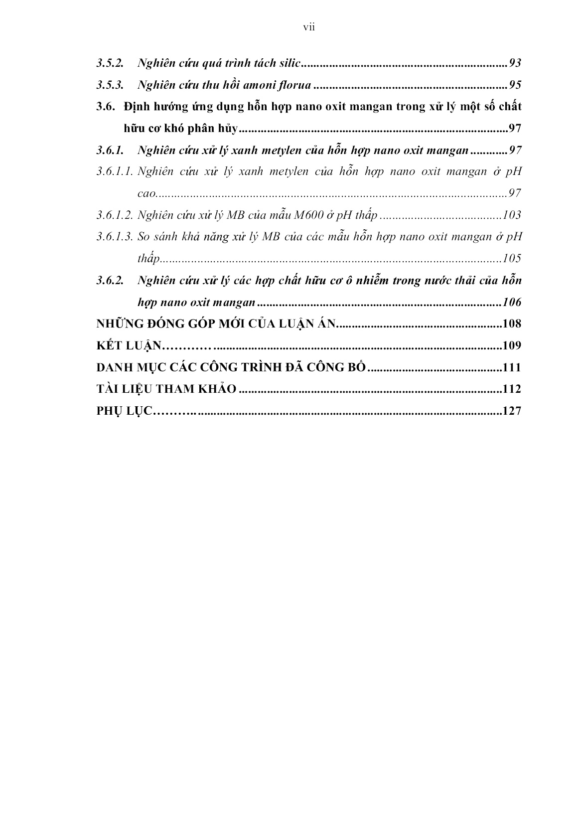 Luận án Nghiên cứu điều chế hỗn hợp nano oxit mangan từ quặng pyroluzit Việt Nam theo phương pháp amoni florua và định hướng ứng dụng trong xử lý một số chất hữu cơ khó phân hủy trang 8