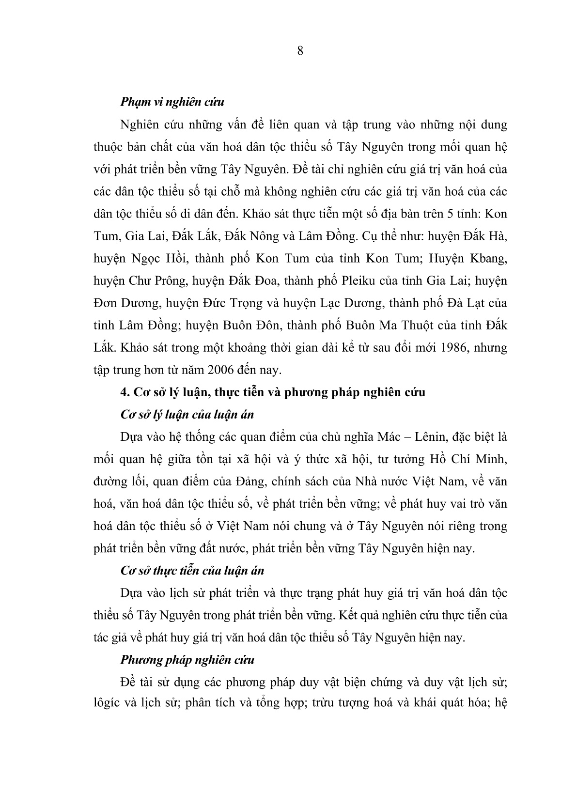 Luận án Phát huy giá trị văn hoá dân tộc thiểu số trong phát triển bền vững Tây Nguyên hiện nay trang 6