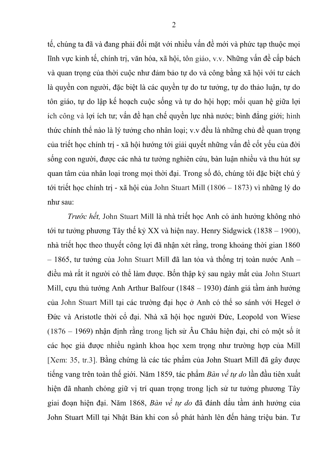 Luận án Triết học chính trị - Xã hội của John Stuart Mill và ý nghĩa hiện thời của nó trang 8