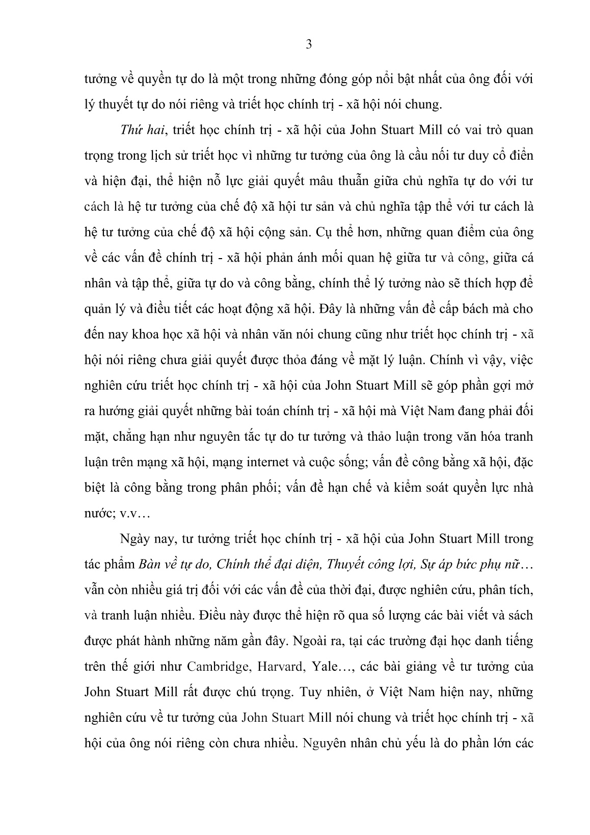 Luận án Triết học chính trị - Xã hội của John Stuart Mill và ý nghĩa hiện thời của nó trang 9