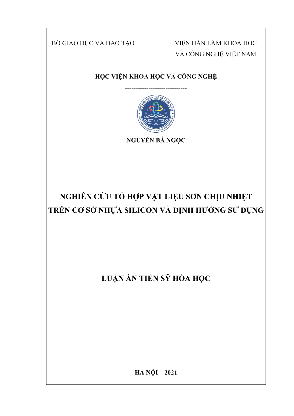 Luận án Nghiên cứu tổ hợp vật liệu sơn chịu nhiệt trên cơ sở nhựa silicon và định hướng sử dụng trang 1