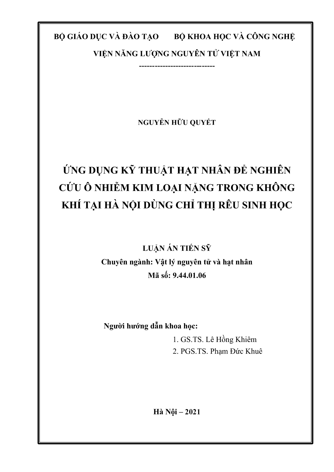 Luận án Ứng dụng kỹ thuật hạt nhân để nghiên cứu ô nhiễm kim loại nặng trong không khí tại Hà Nội dùng chỉ thị rêu sinh học trang 2