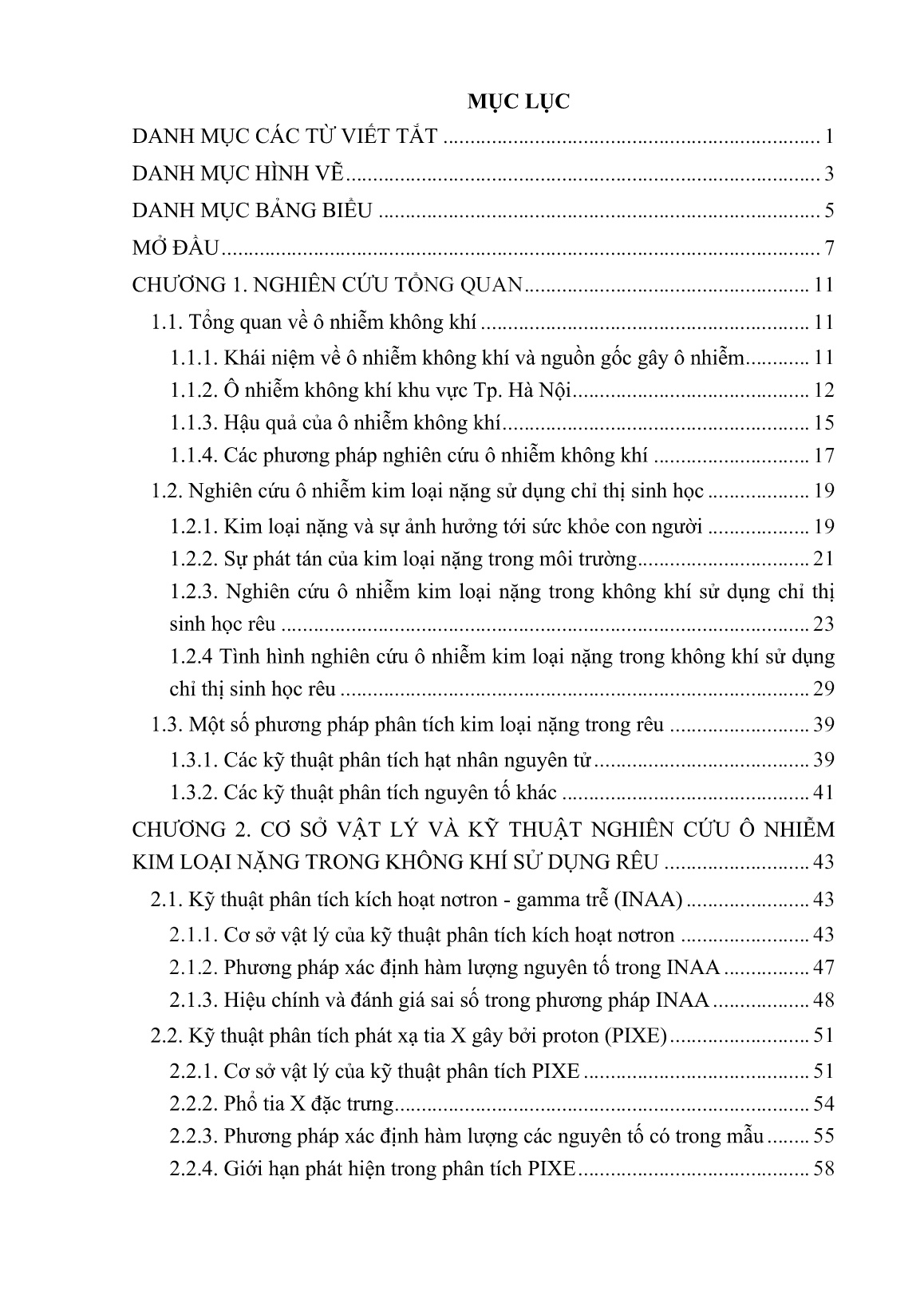 Luận án Ứng dụng kỹ thuật hạt nhân để nghiên cứu ô nhiễm kim loại nặng trong không khí tại Hà Nội dùng chỉ thị rêu sinh học trang 5