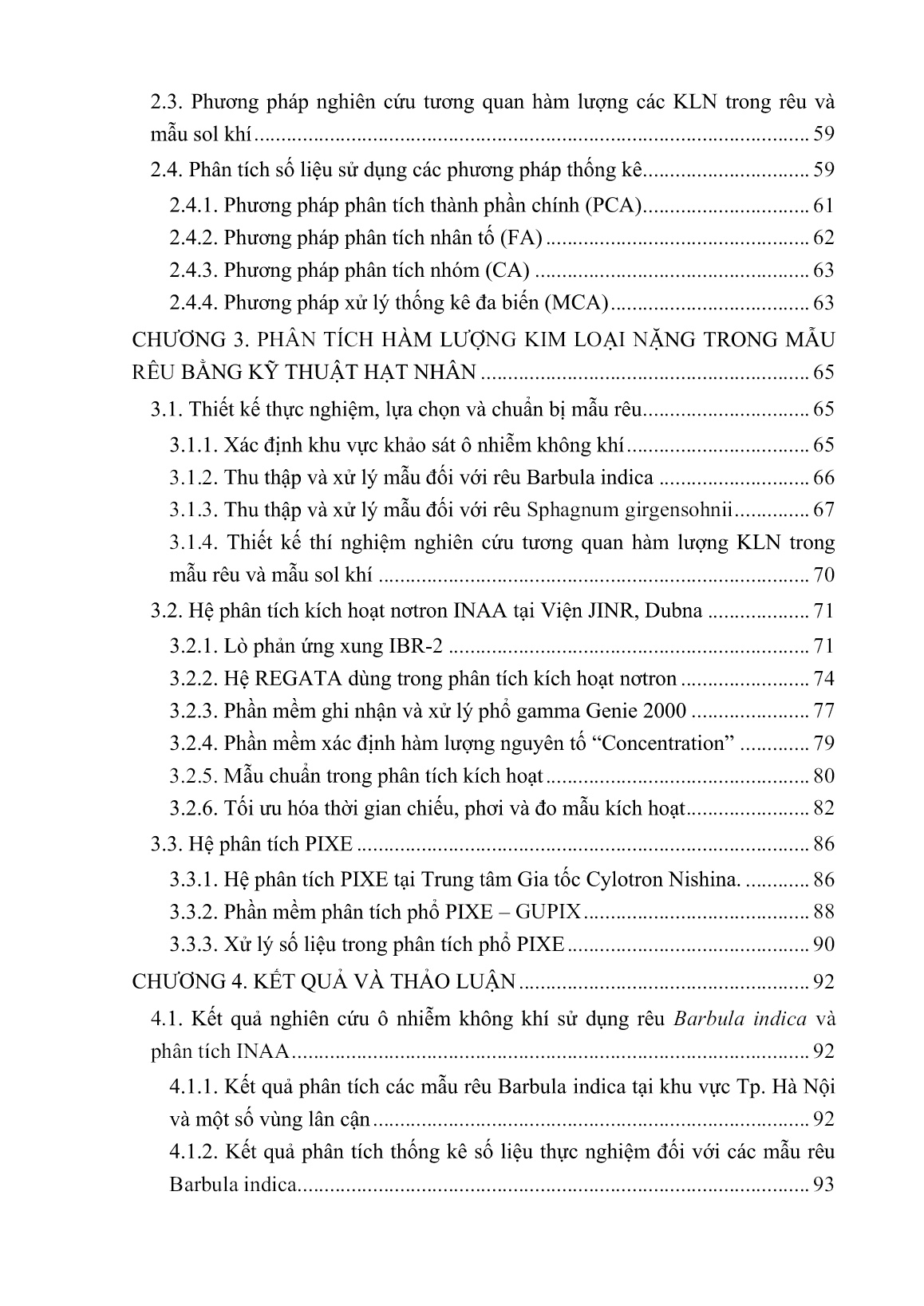 Luận án Ứng dụng kỹ thuật hạt nhân để nghiên cứu ô nhiễm kim loại nặng trong không khí tại Hà Nội dùng chỉ thị rêu sinh học trang 6