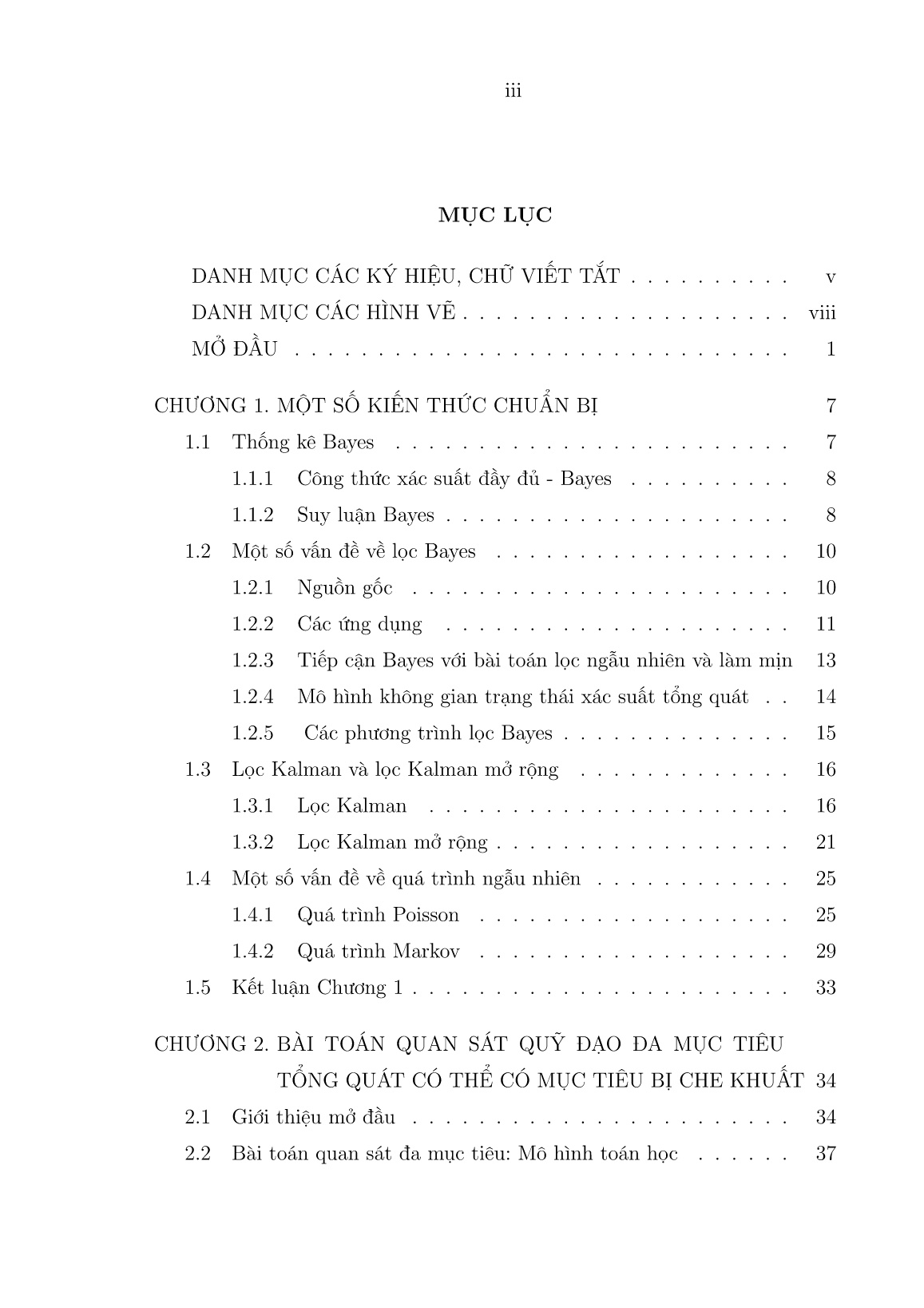 Luận án Ứng dụng phương pháp lọc Bayes và mô hình Markov ẩn trong bài toán quan sát quỹ đạo đa mục tiêu trang 5