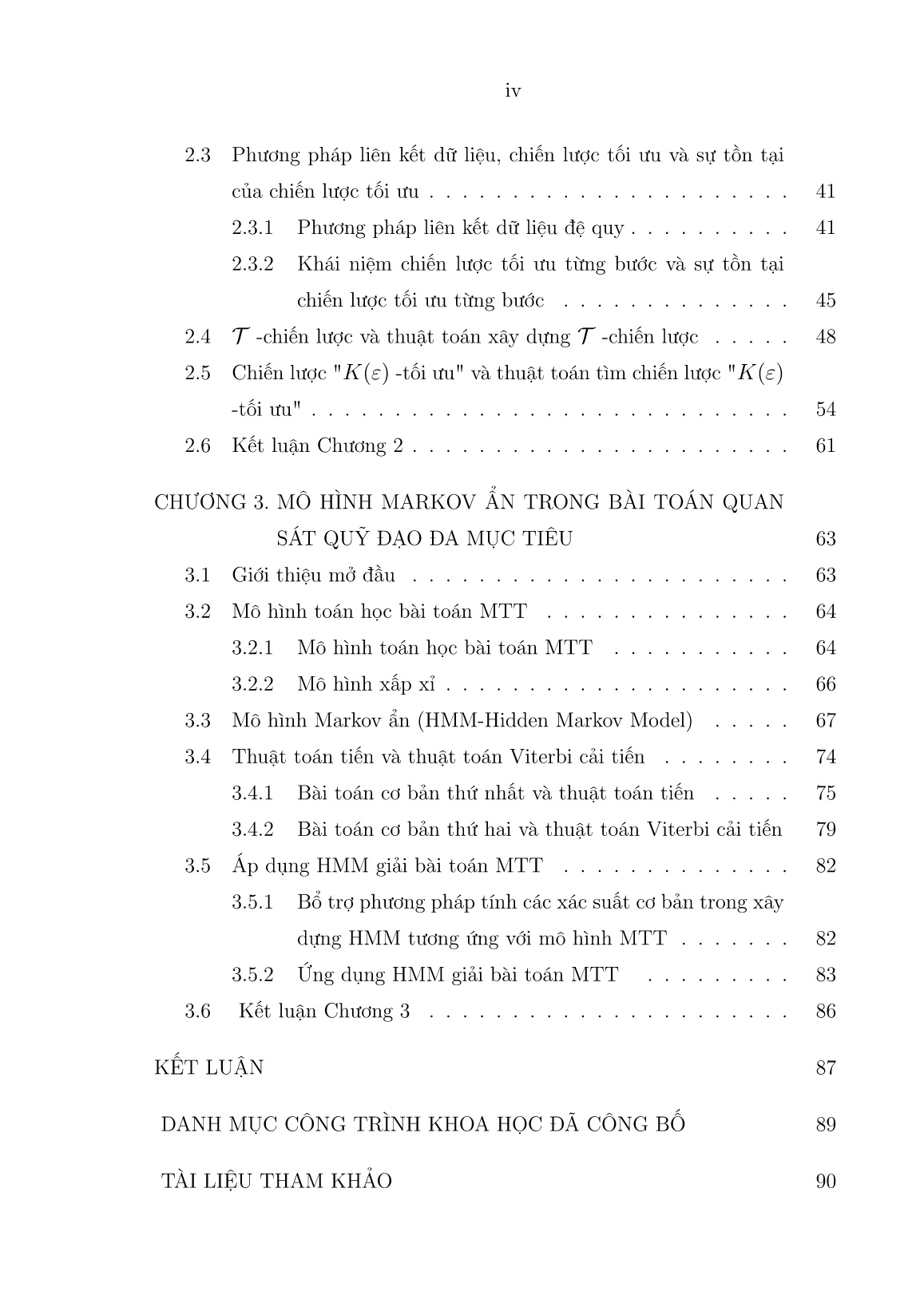 Luận án Ứng dụng phương pháp lọc Bayes và mô hình Markov ẩn trong bài toán quan sát quỹ đạo đa mục tiêu trang 6