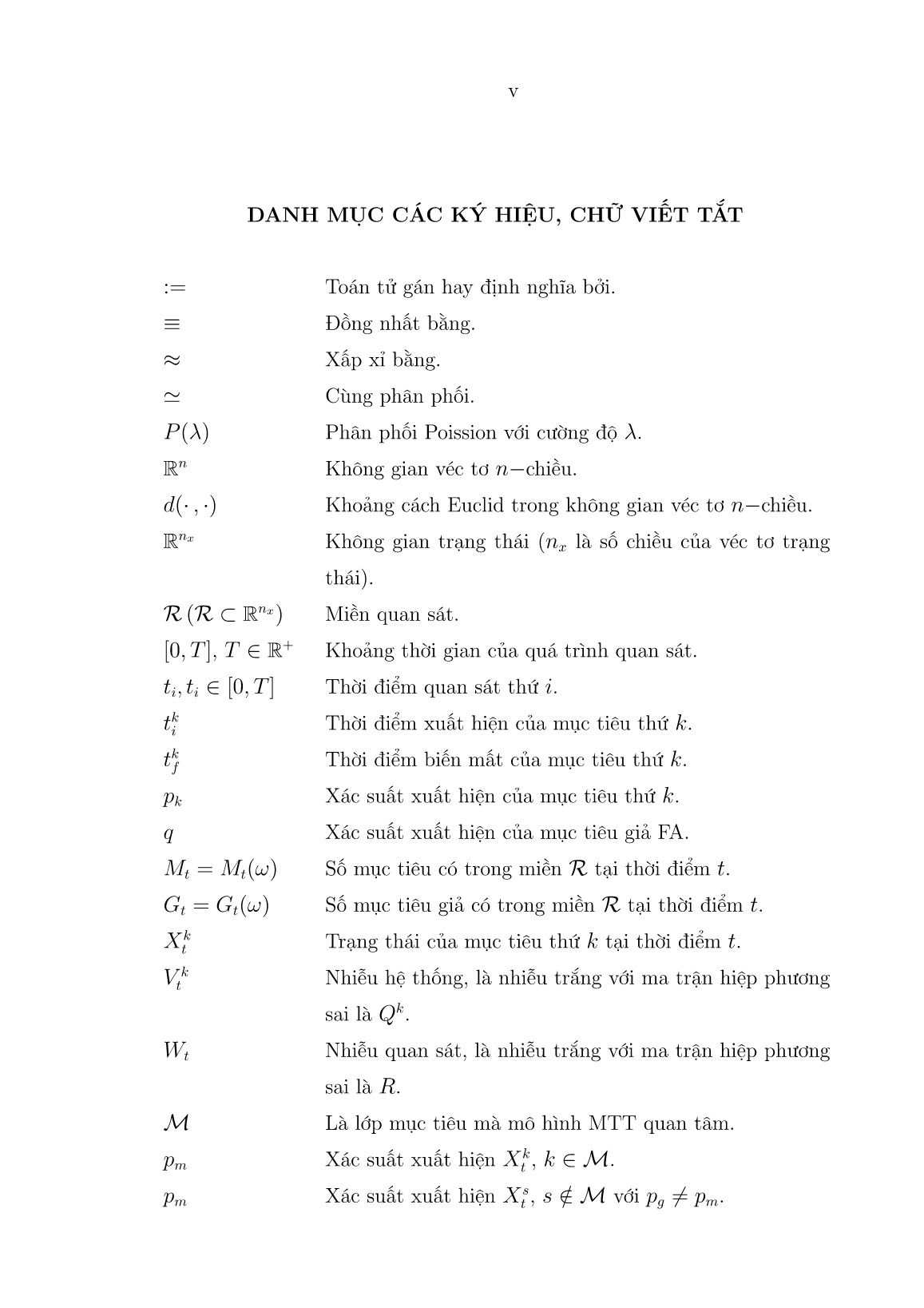 Luận án Ứng dụng phương pháp lọc Bayes và mô hình Markov ẩn trong bài toán quan sát quỹ đạo đa mục tiêu trang 7