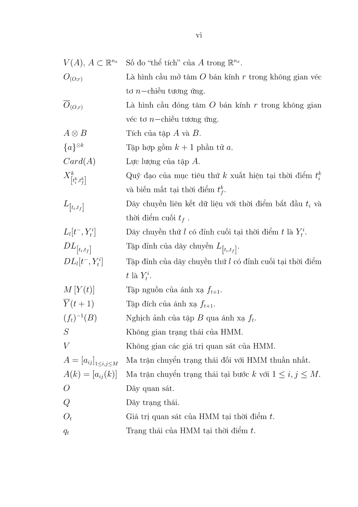 Luận án Ứng dụng phương pháp lọc Bayes và mô hình Markov ẩn trong bài toán quan sát quỹ đạo đa mục tiêu trang 8