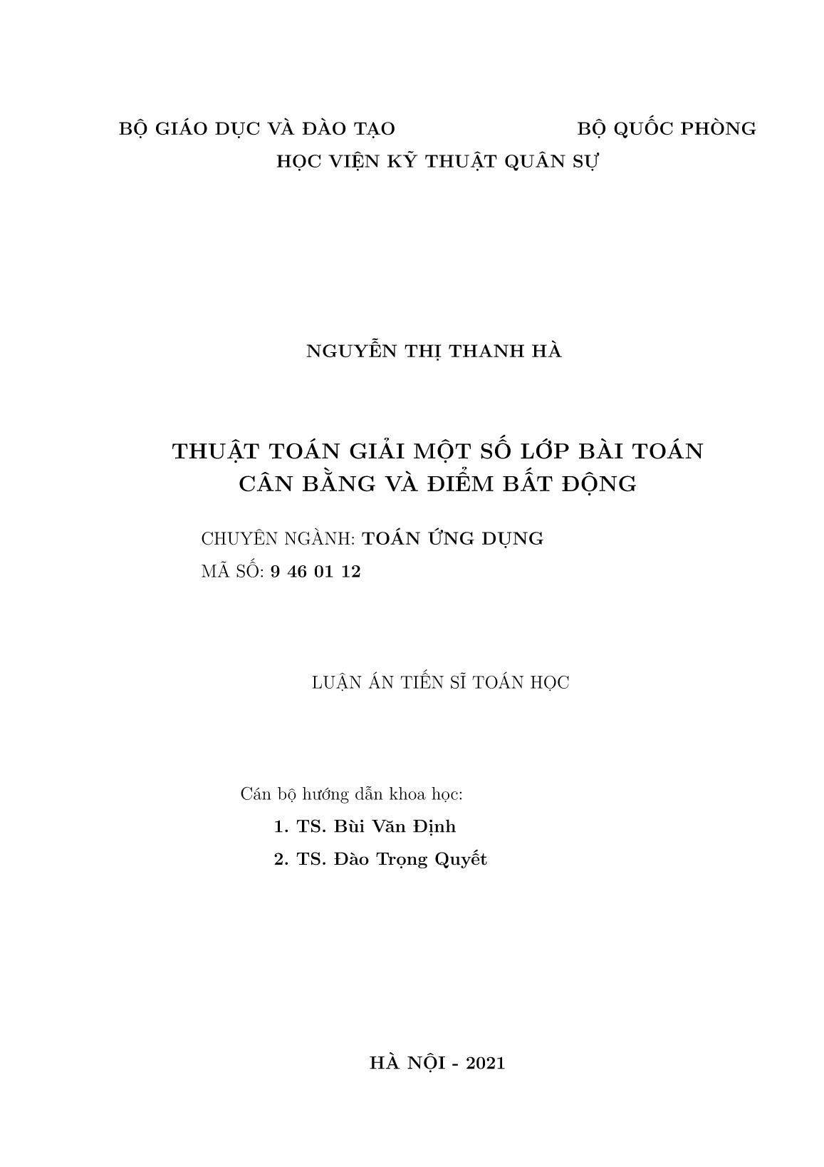 Luận án Thuật toán giải một số lớp bài toán cân bằng và điểm bất động trang 2