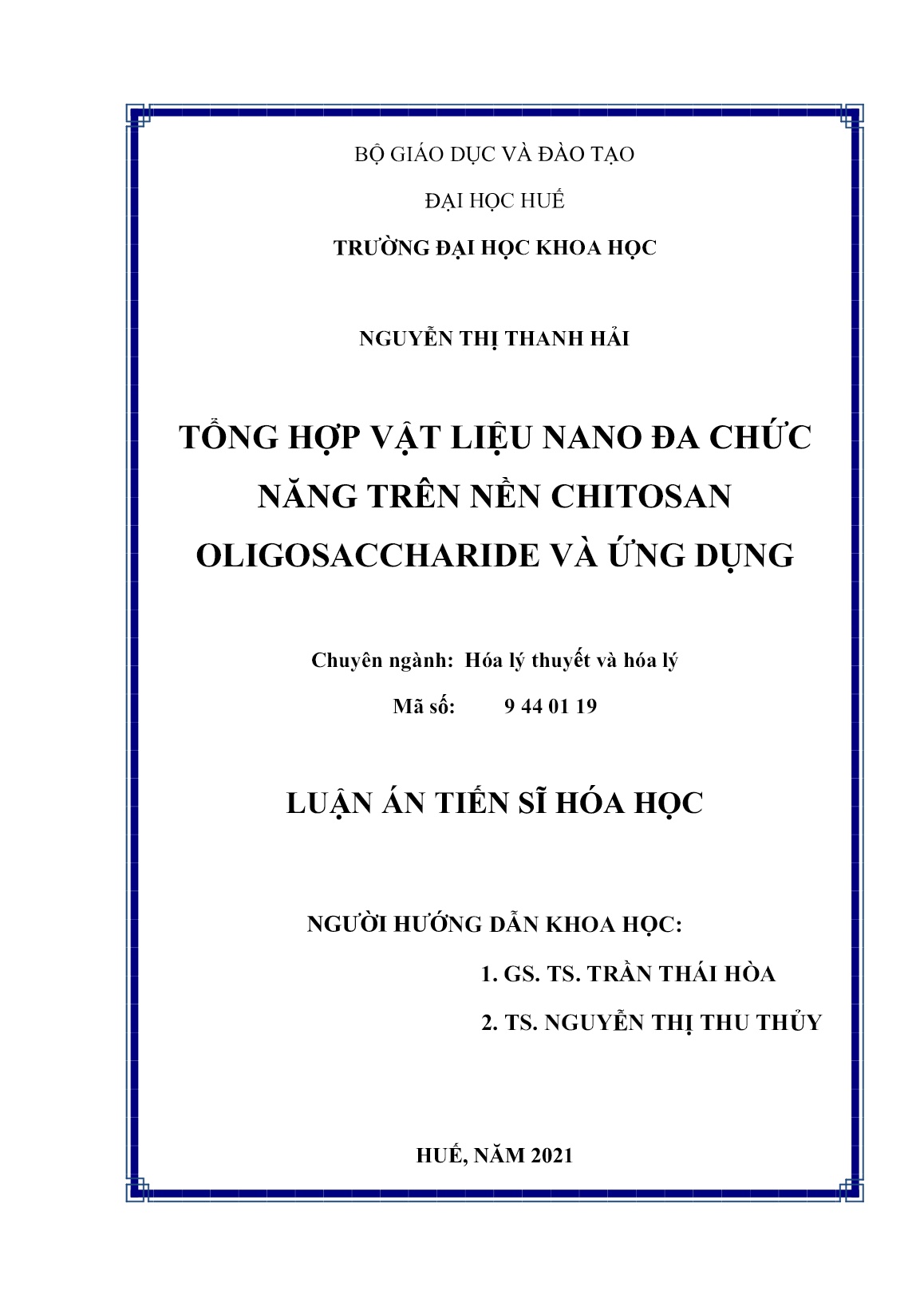 Luận án Tổng hợp vật liệu nano đa chức năng trên nền chitosan oligosaccharide và ứng dụng trang 2