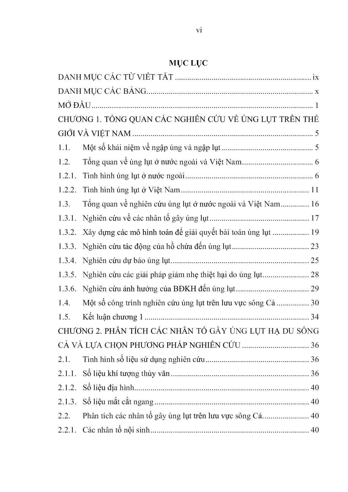 Luận án Phân tích, đánh giá vai trò của một số nhân tố chính đối với úng lụt vùng hạ lưu lưu vực sông cả trang 5