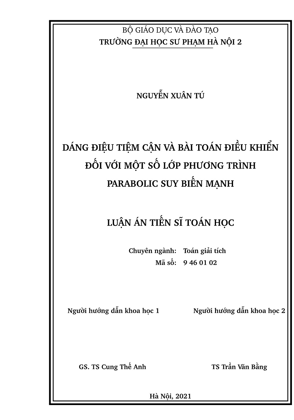 Luận án Dáng điệu tiệm cận và bài toán điều khiển đối với một số lớp phương trình parabolic suy biến mạnh trang 2