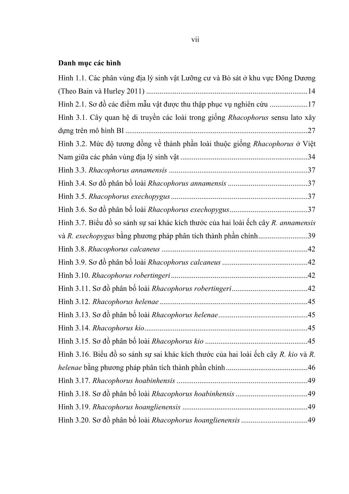Luận án Nghiên cứu đặc điểm hình thái, mối quan hệ di truyền và hệ thống học các loài lưỡng cư thuộc giống Rhacophorus (Amphibia: Rhacophoridae) ở Việt Nam trang 9