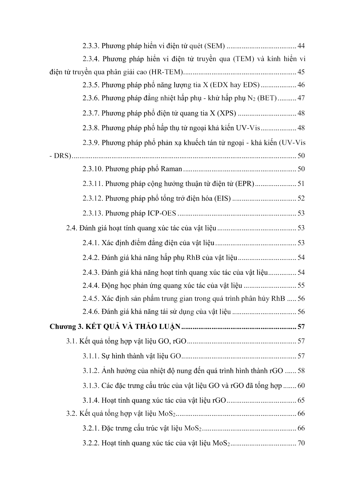 Luận án Nghiên cứu tổng hợp, đặc trưng xúc tác MoS₂/rGO biến tính với Mn và ứng dụng cho quá trình quang phân hủy Rhodamine B trong vùng ánh sáng khả kiến trang 3