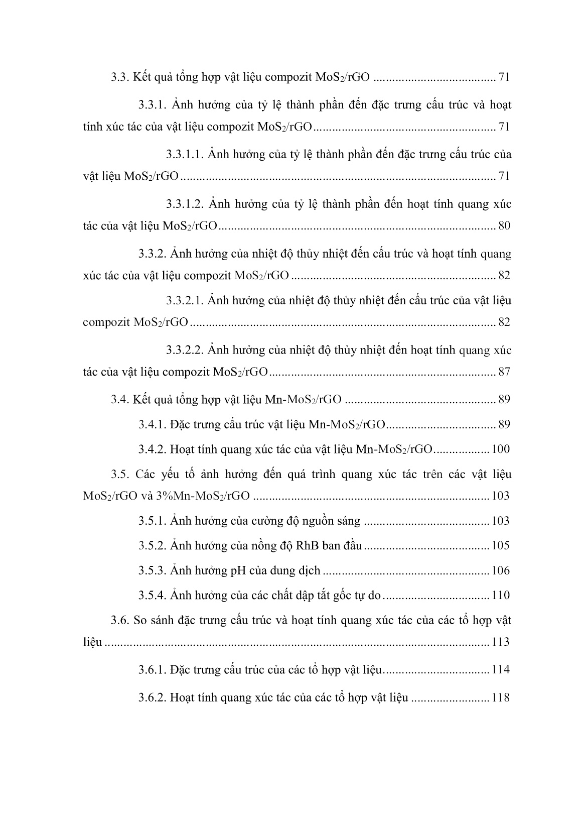 Luận án Nghiên cứu tổng hợp, đặc trưng xúc tác MoS₂/rGO biến tính với Mn và ứng dụng cho quá trình quang phân hủy Rhodamine B trong vùng ánh sáng khả kiến trang 4