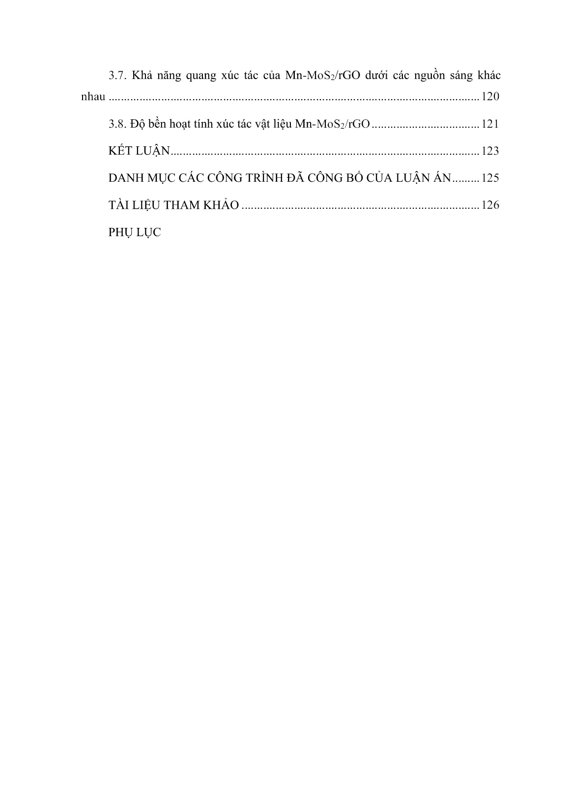 Luận án Nghiên cứu tổng hợp, đặc trưng xúc tác MoS₂/rGO biến tính với Mn và ứng dụng cho quá trình quang phân hủy Rhodamine B trong vùng ánh sáng khả kiến trang 5