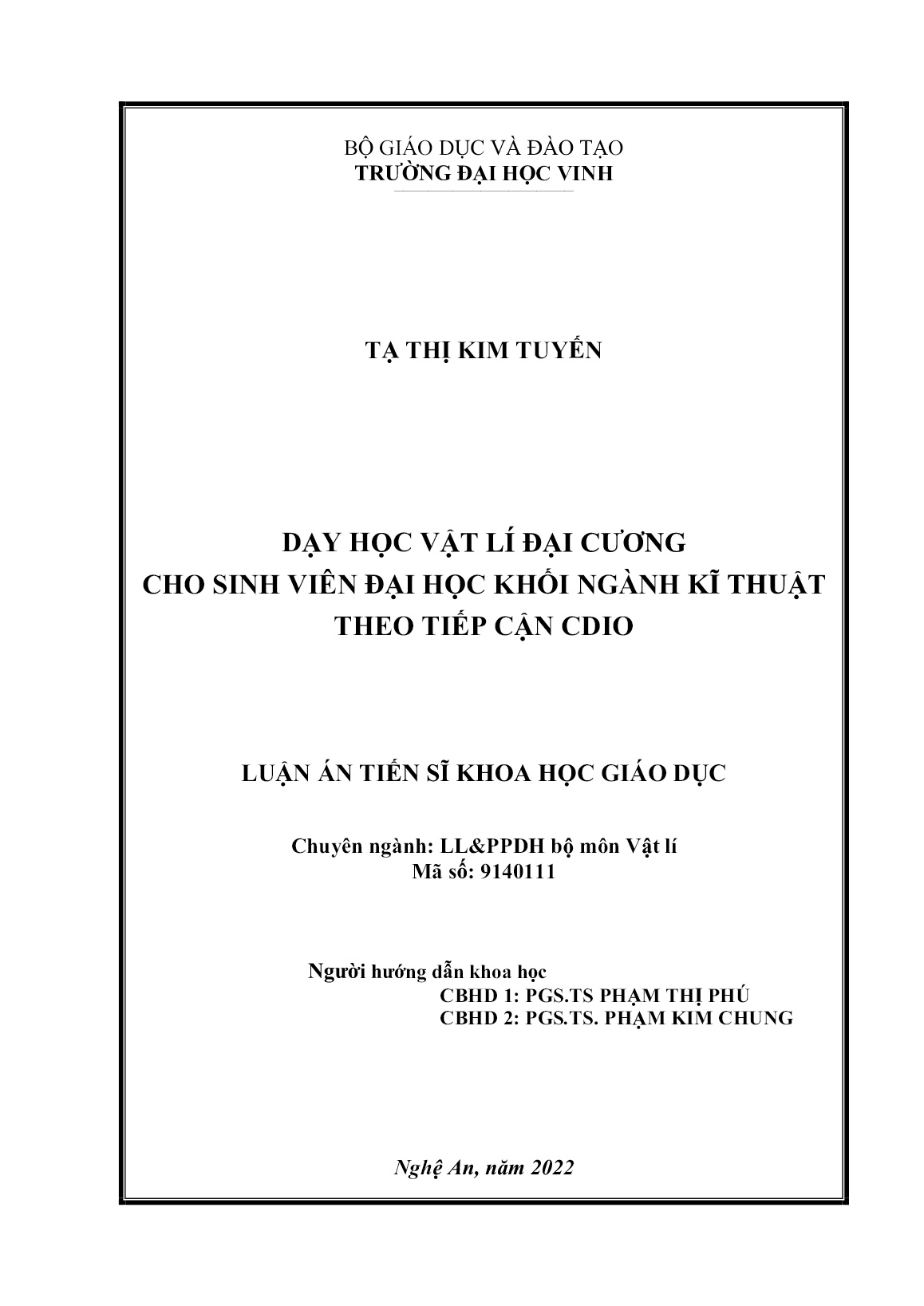 Luận án Dạy học vật lí đại cương cho sinh viên đại học khối ngành kĩ thuật theo tiếp cận CDIO trang 2