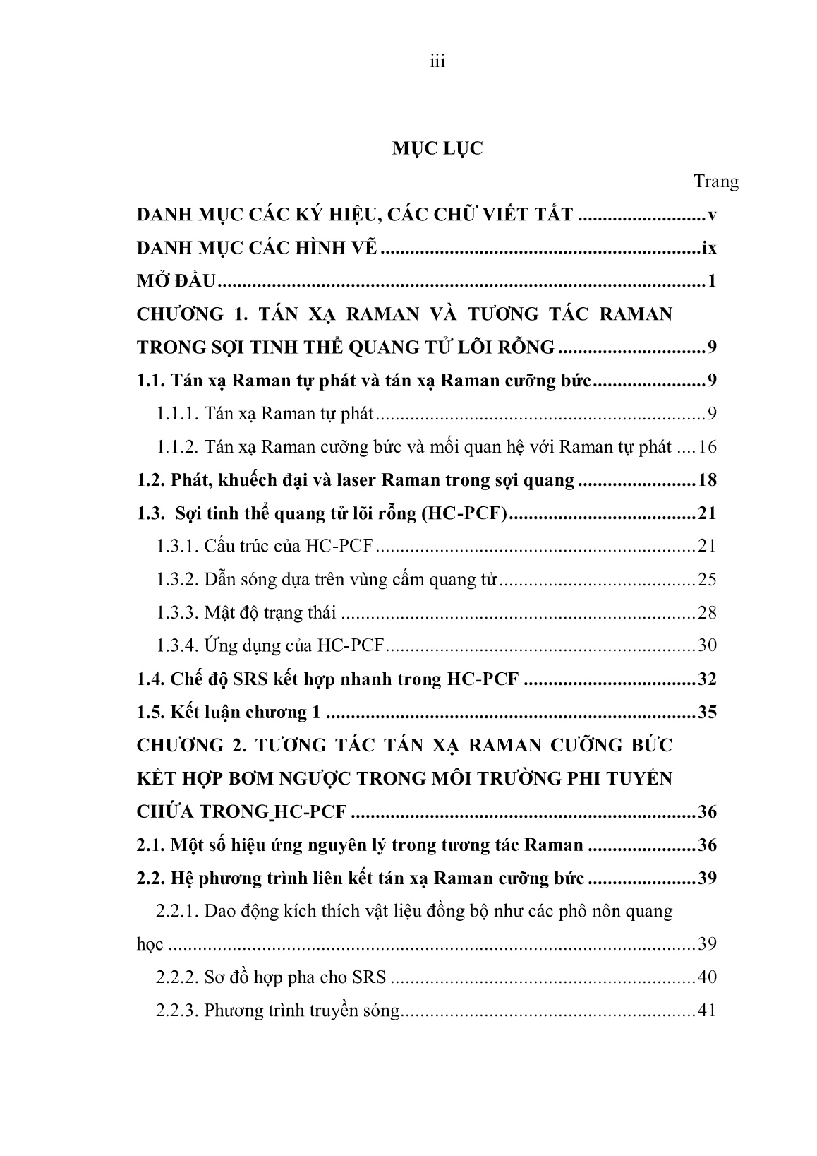 Luận án Nghiên cứu tương tác tán xạ Raman cưỡng bức trong môi trường phi tuyến chứa trong sợi tinh thể quang tử lõi rỗng trang 5