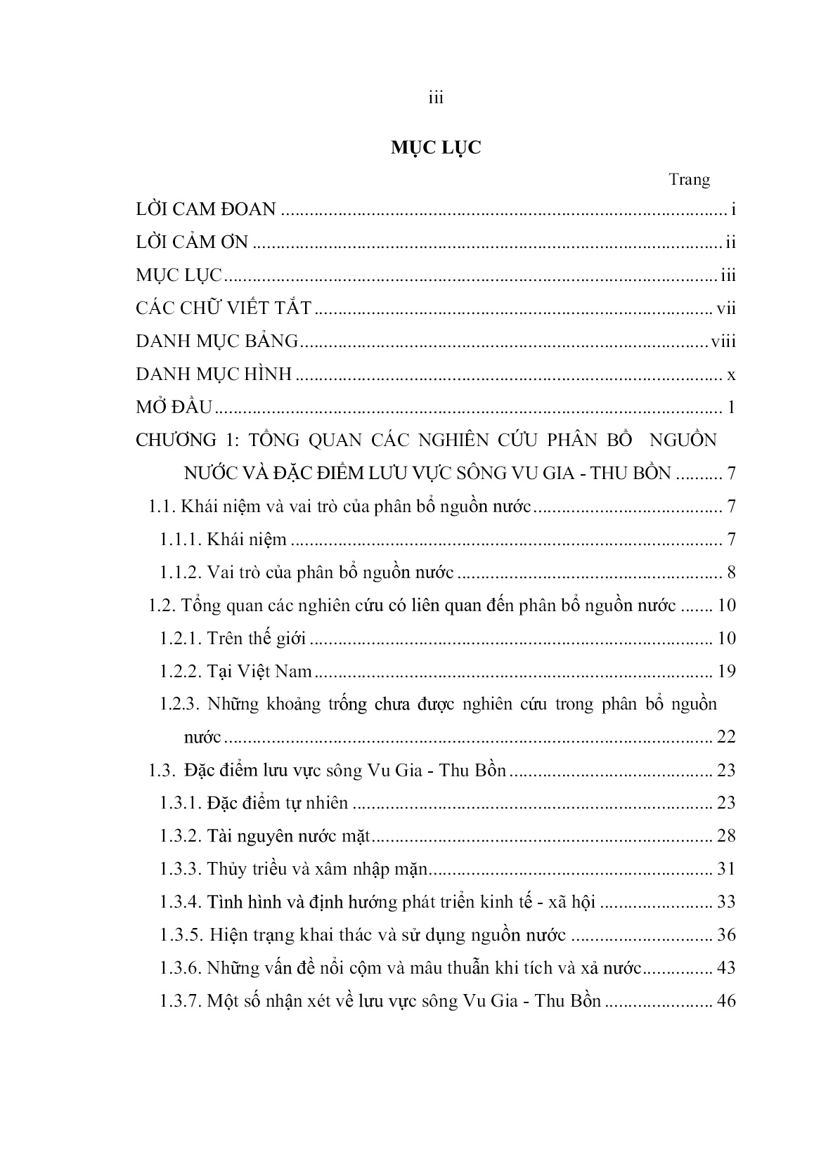 Luận án Nghiên cứu phân bổ hợp lý nguồn nước mặt cho lưu vực sông Vu Gia - Thu Bồn trang 5