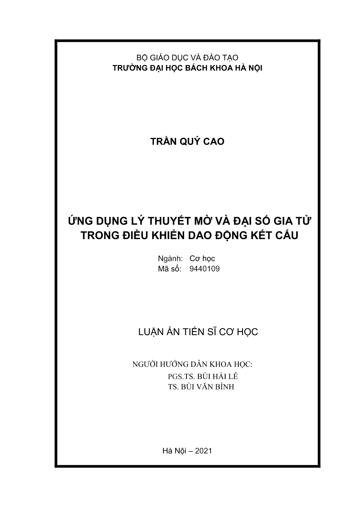 Luận án Ứng dụng lý thuyết mờ và đại số gia tử trong điều khiển dao động kết cấu trang 2