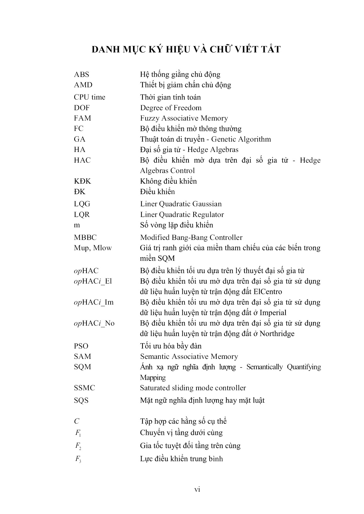 Luận án Ứng dụng lý thuyết mờ và đại số gia tử trong điều khiển dao động kết cấu trang 8