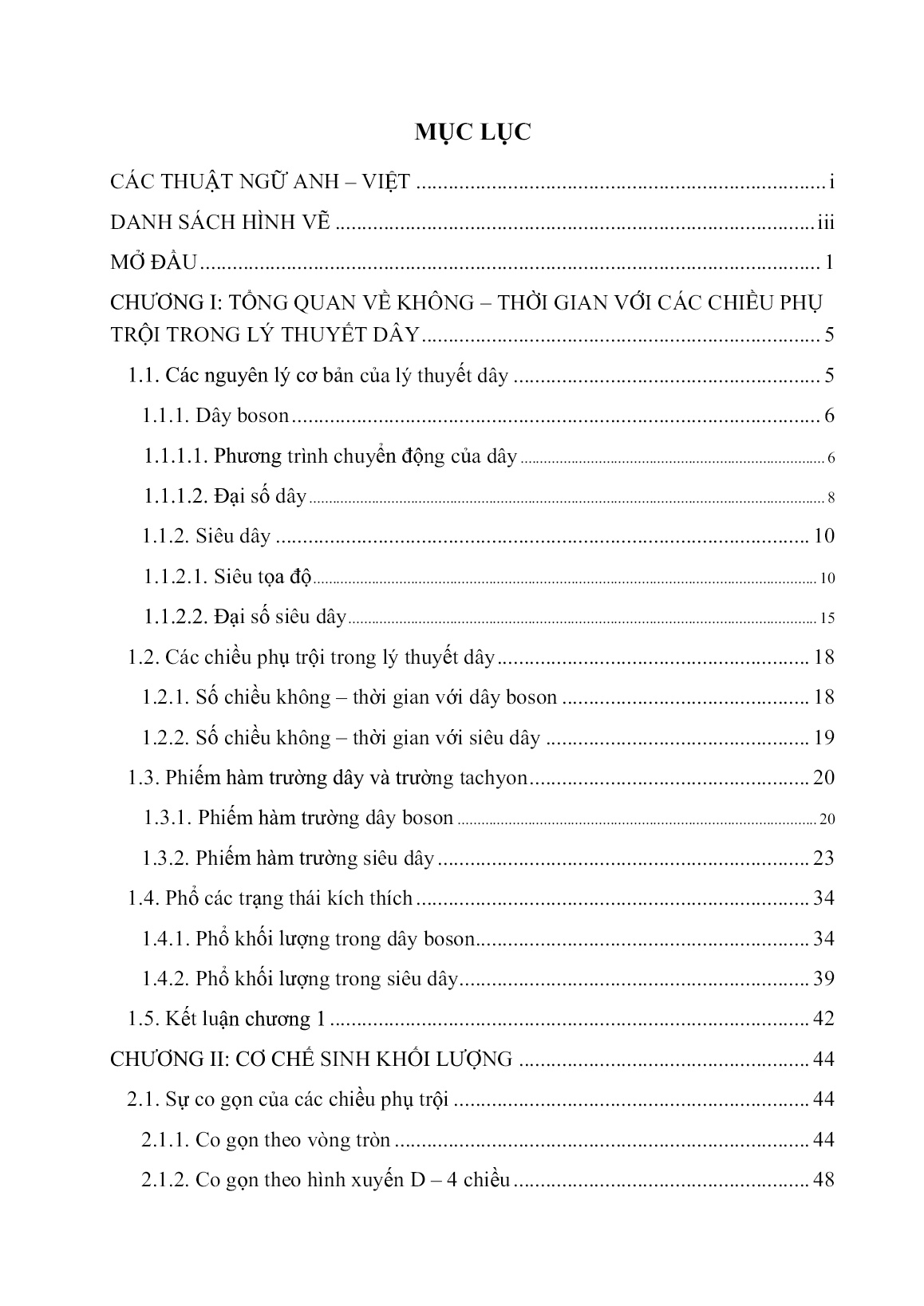 Luận án Khối lượng các trường hiệu dụng theo các chiều phụ trội trang 5