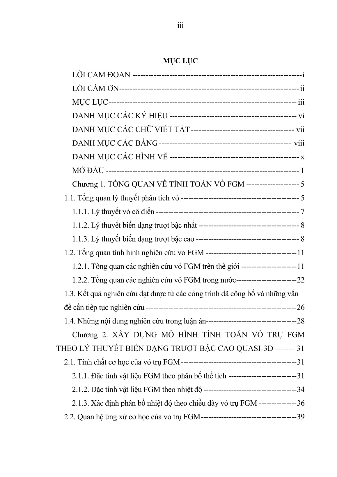 Luận án Nghiên cứu trạng thái ứng suất-biến dạng của vỏ trụ composite có cơ tính biến thiên chịu tải trọng cơ, nhiệt trên cơ sở lý thuyết biến dạng trượt bậc cao QUASI-3D trang 3