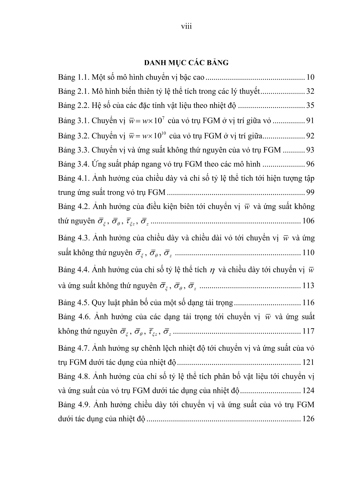 Luận án Nghiên cứu trạng thái ứng suất-biến dạng của vỏ trụ composite có cơ tính biến thiên chịu tải trọng cơ, nhiệt trên cơ sở lý thuyết biến dạng trượt bậc cao QUASI-3D trang 8