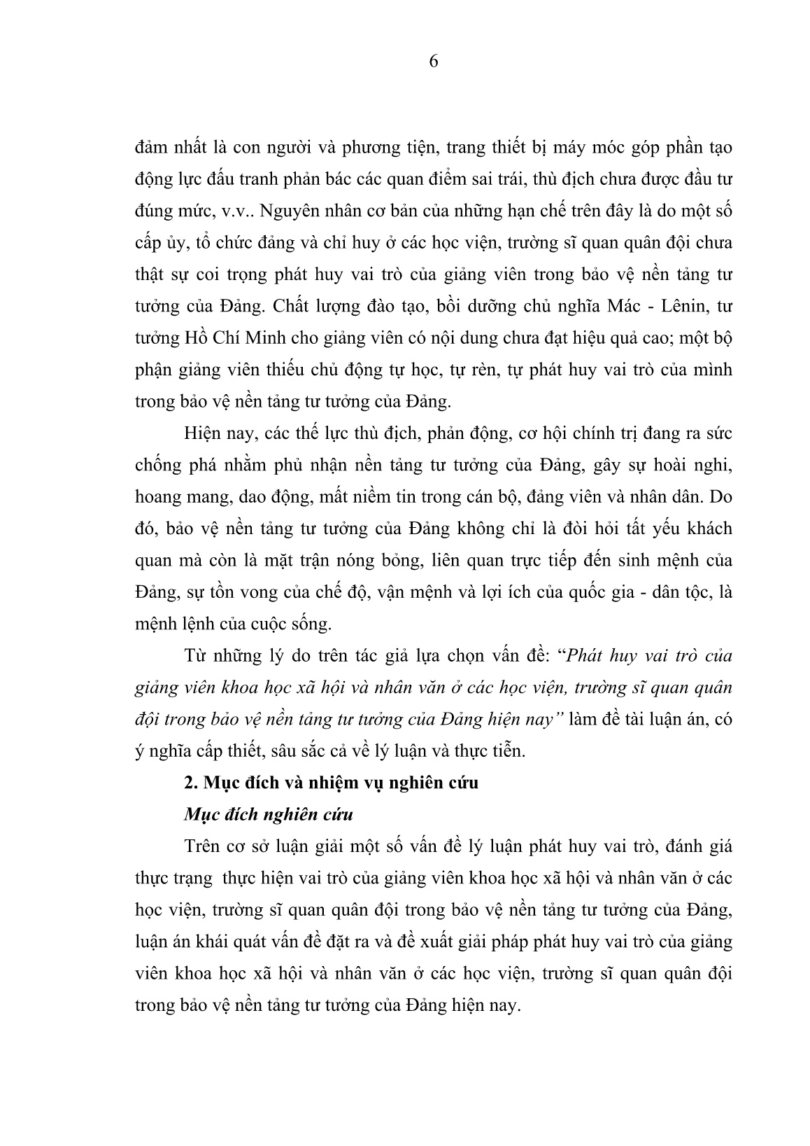 Luận án Phát huy vai trò của giảng viên khoa học xã hội và nhân văn ở các học viện, trường sĩ quan quan đội trong bảo vệ nền tảng tư tưởng của đảng hiện nay trang 5