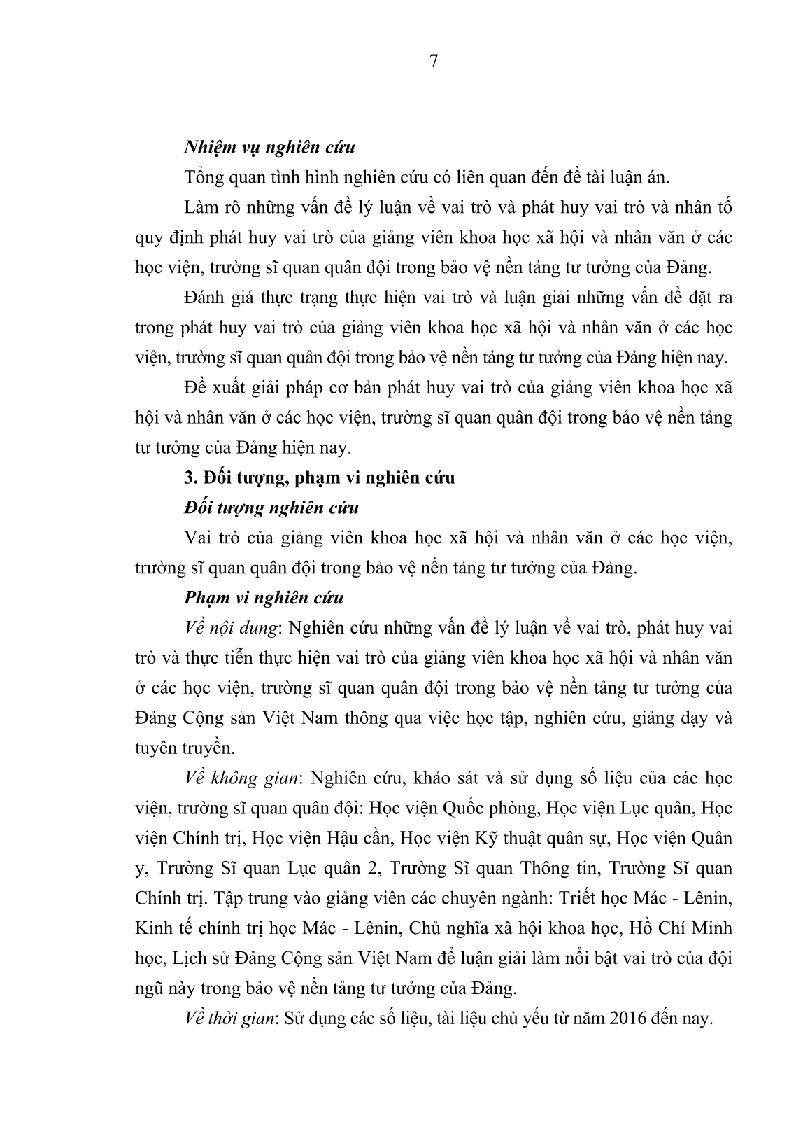 Luận án Phát huy vai trò của giảng viên khoa học xã hội và nhân văn ở các học viện, trường sĩ quan quan đội trong bảo vệ nền tảng tư tưởng của đảng hiện nay trang 6