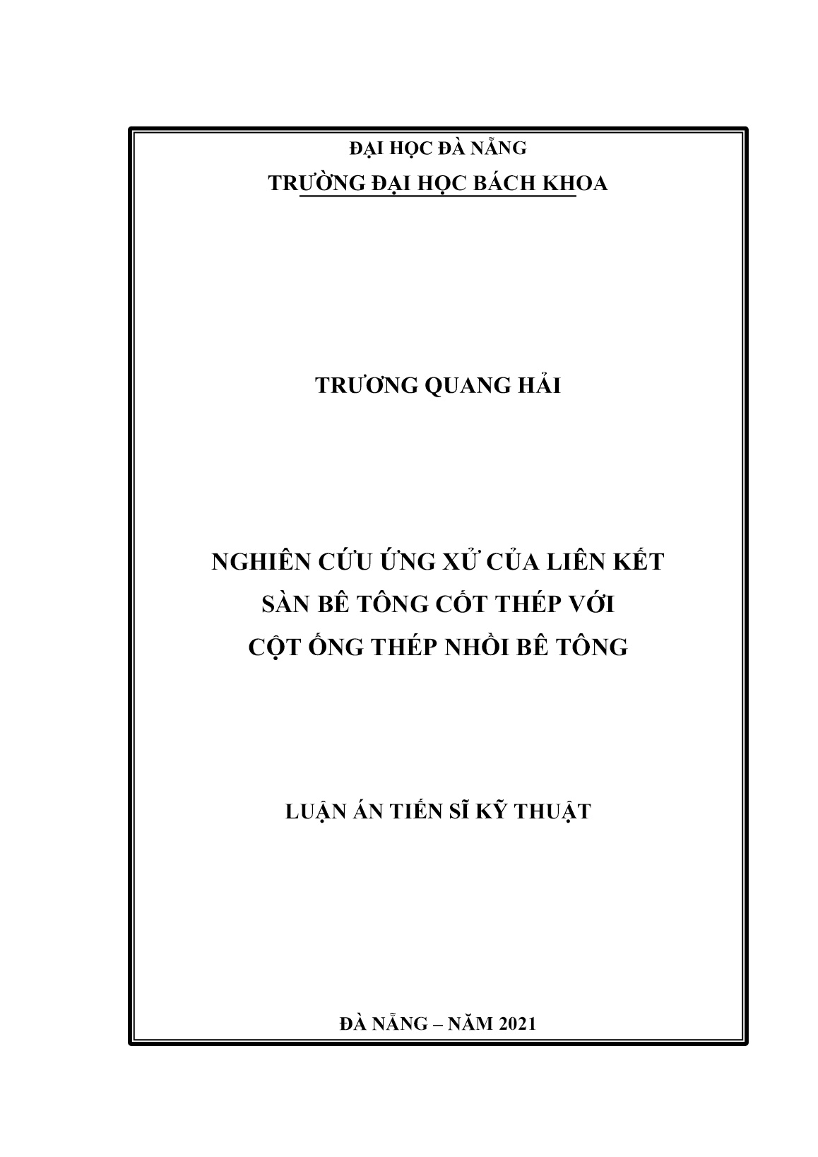 Luận án Nghiên cứu ứng xử của liên kết sàn bê tông cốt thép với cột ống thép nhồi bê tông trang 1