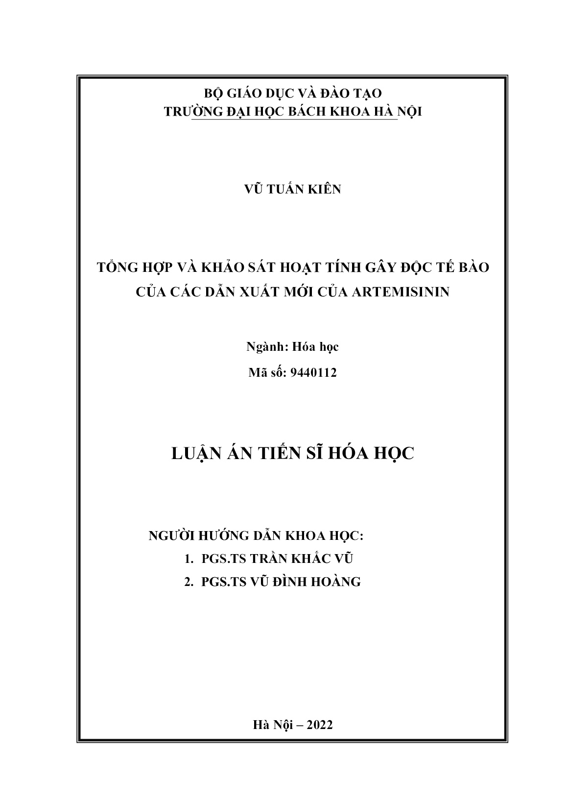 Luận án Tổng hợp và khảo sát hoạt tính gây độc tế bào của các dẫn xuất mới của Artemisinin trang 2