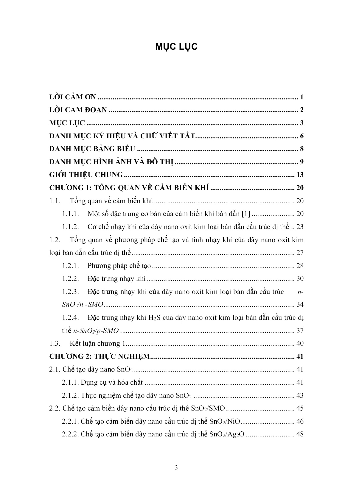 Luận án Nghiên cứu chế tạo và tính nhạy khí của cấu trúc dị thể giữa dây nano SnO₂ và một số oxit kim loại bán dẫn trang 3