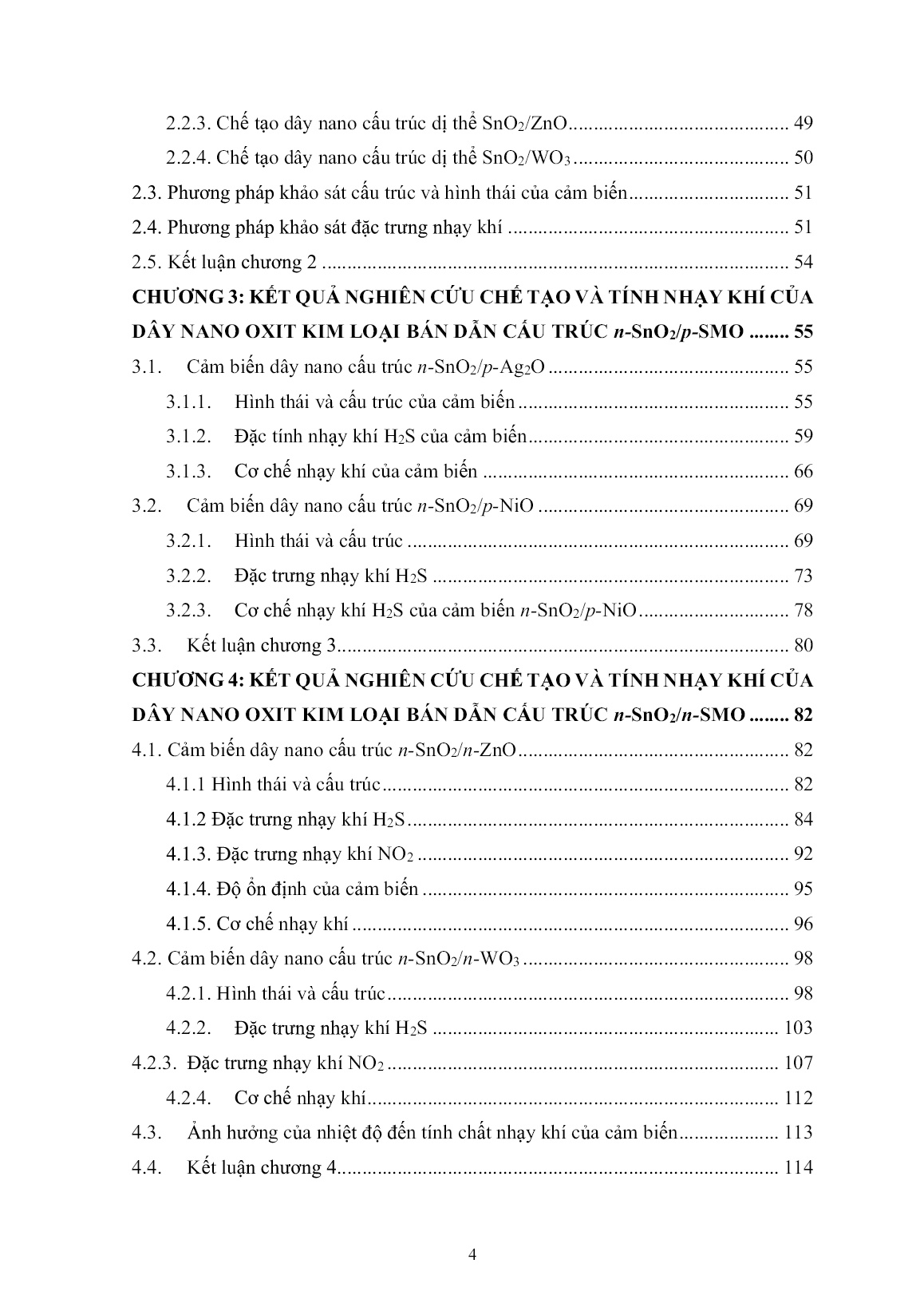 Luận án Nghiên cứu chế tạo và tính nhạy khí của cấu trúc dị thể giữa dây nano SnO₂ và một số oxit kim loại bán dẫn trang 4