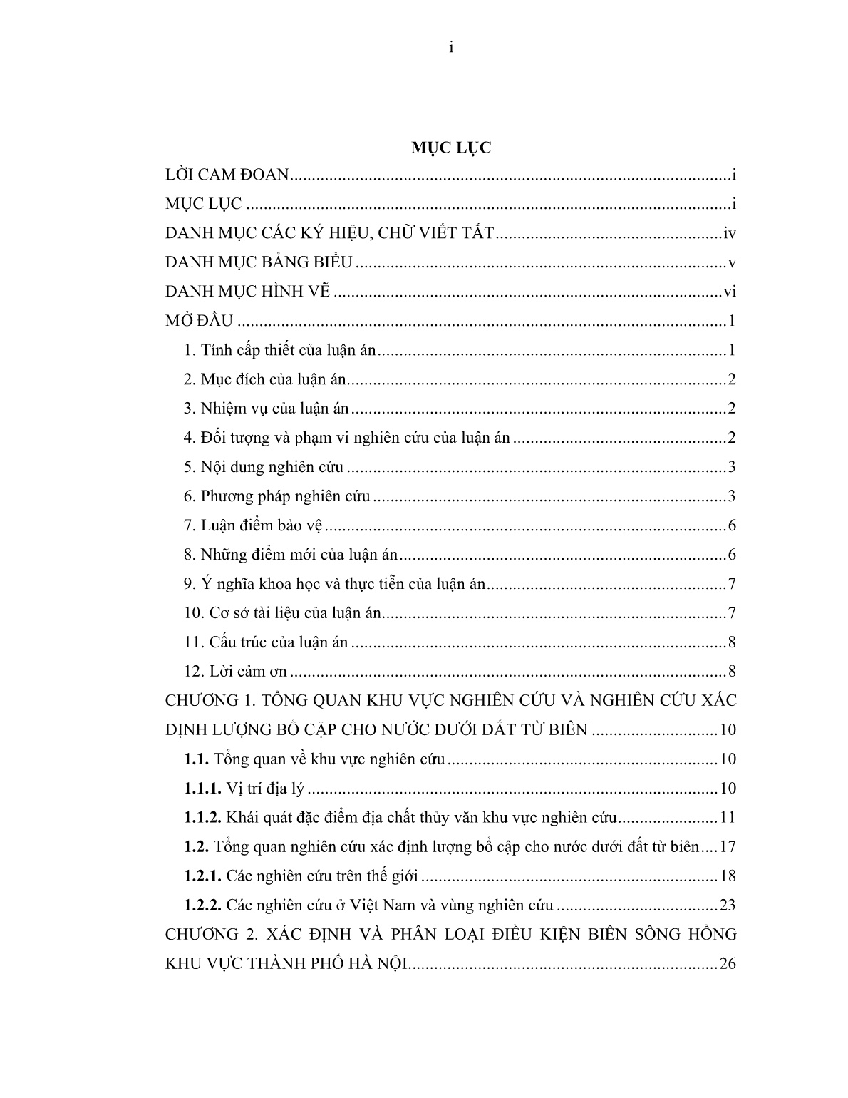 Luận án Xác định vai trò của sông Hồng và đá gốc đối với lượng bổ cập cho nước dưới đất trong trầm tích đệ tứ phần tây nam Thành phố Hà Nội trang 4