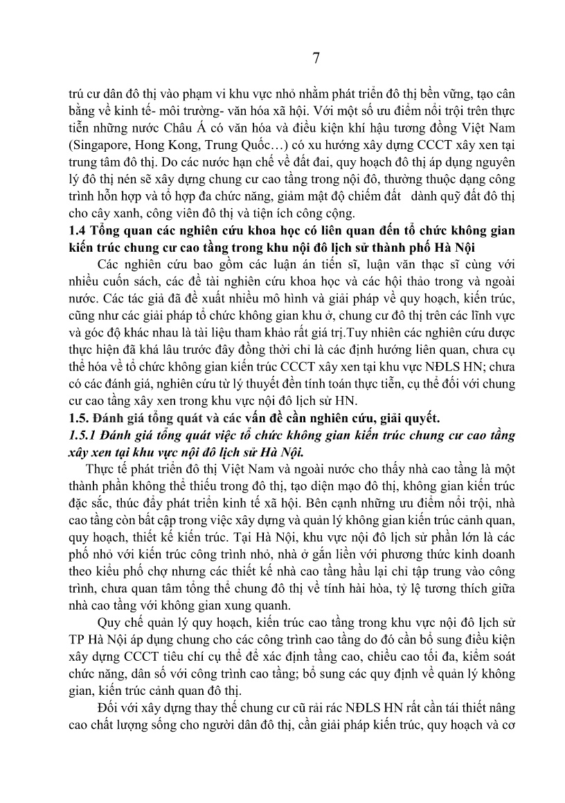 Tóm tắt Luận án Tổ chức không gian kiến trúc chung cư cao tầng xây xen tại khu vực nội đô lịch sử Thành phố Hà Nội trang 9