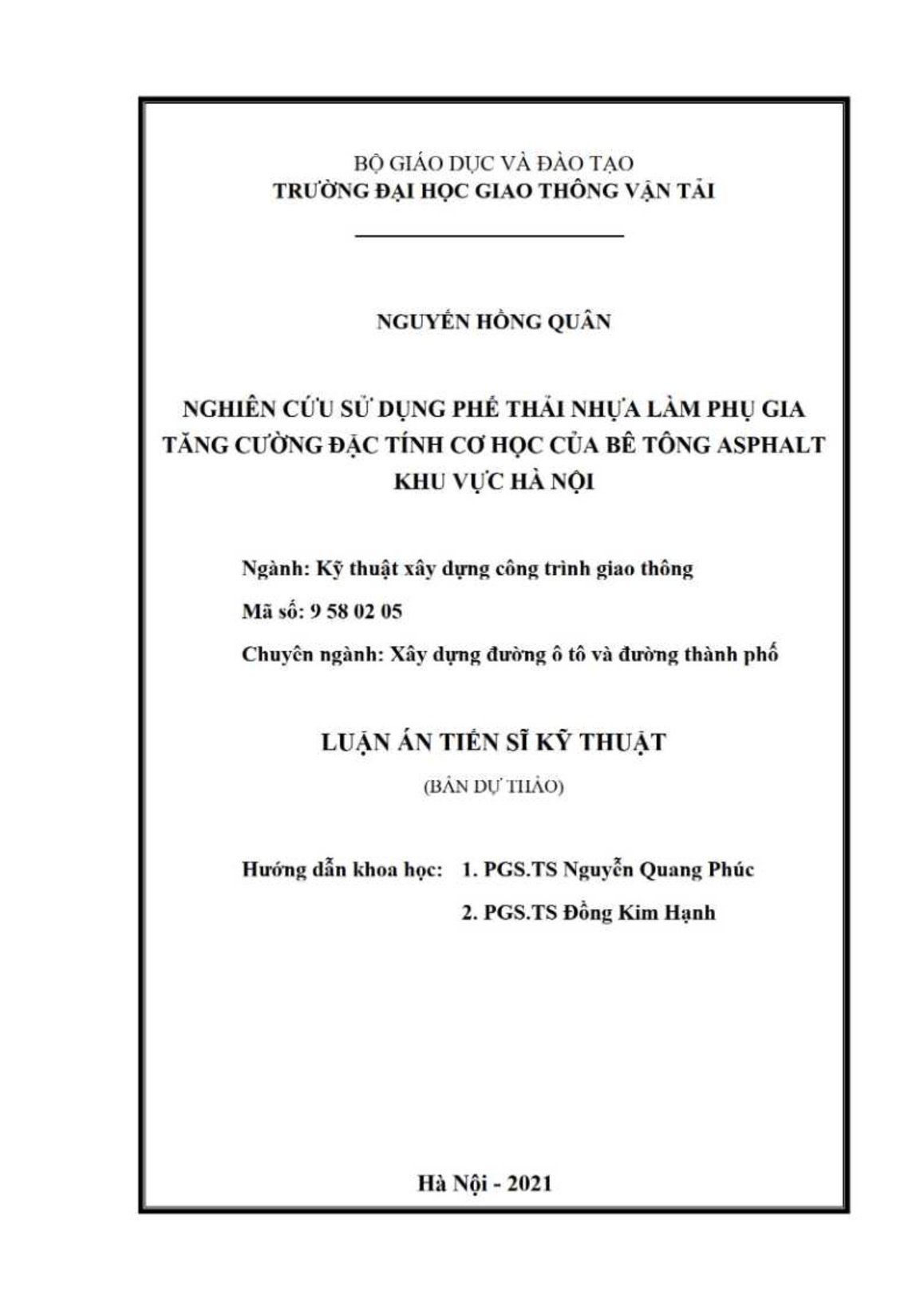 Luận án Nghiên cứu sử dụng phế thải nhựa làm phụ gia tăng cường đặc tính cơ học của bê tông ASPhalt khu vực Hà Nội trang 2